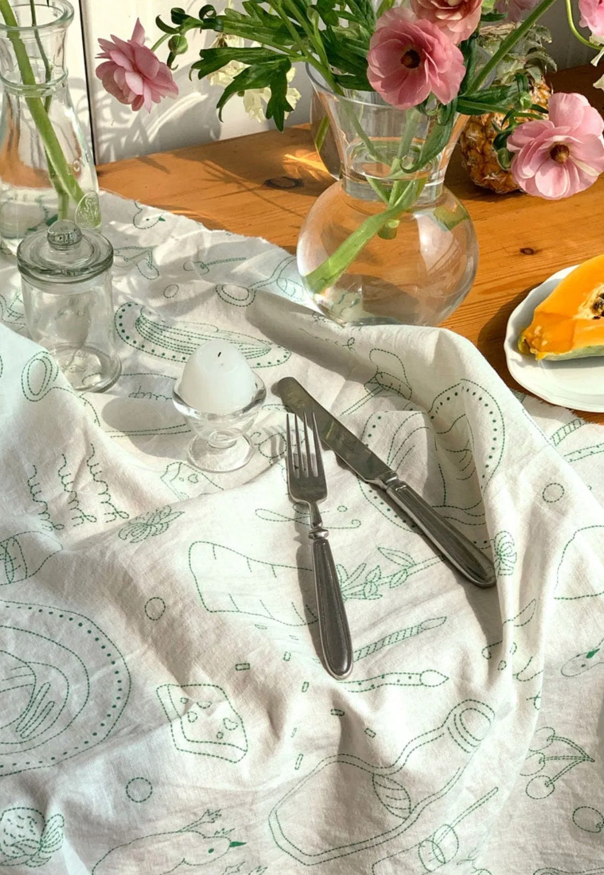 Kitchen Stitch Linen-Cotton Blend Fabric, Cotton Linen, Korean Fabric - Wide Width - In 5 Colors - By the Yard / 54700