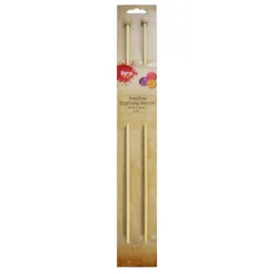 Knitting Needles 35cm x 4.00mm 2pk Bamboo