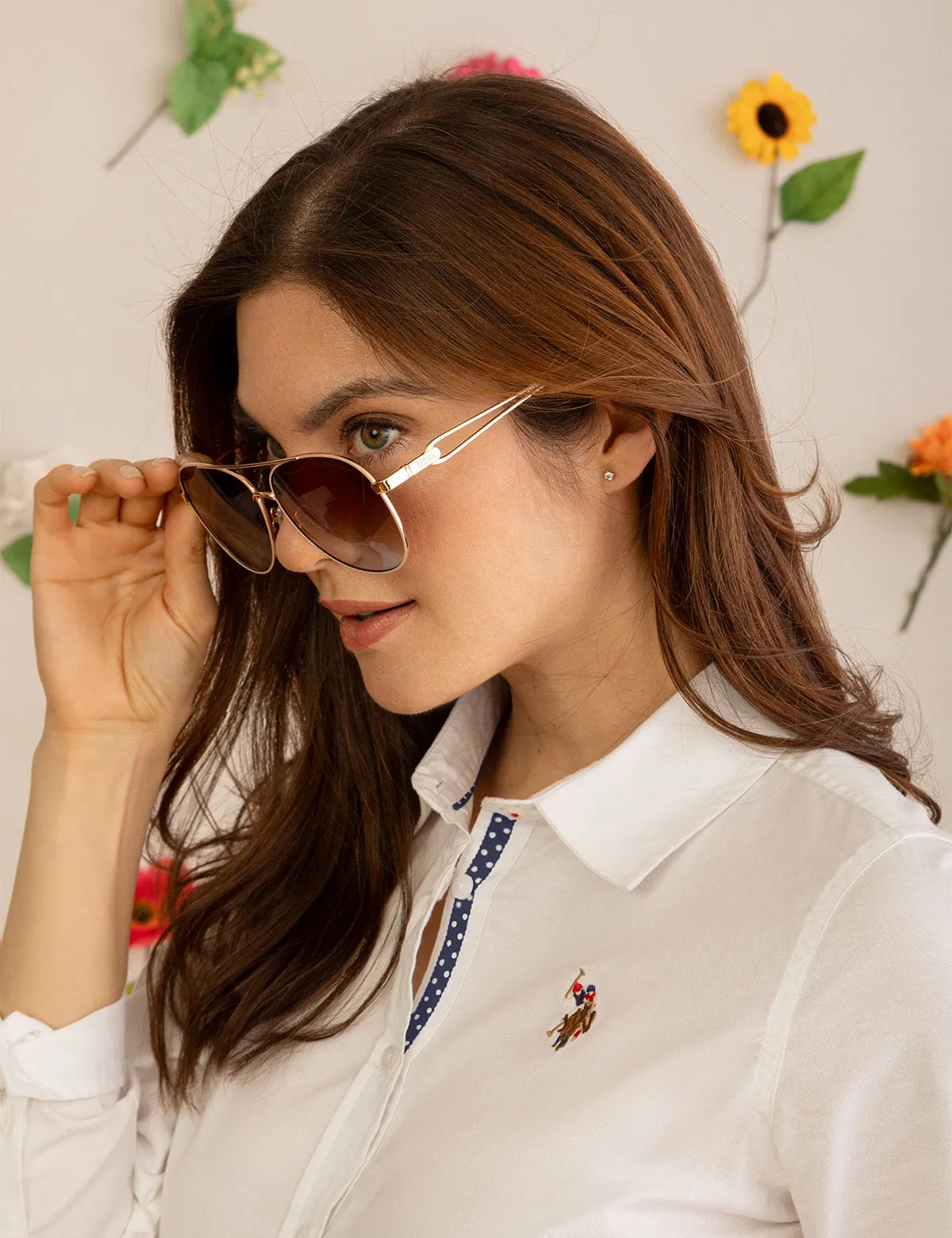 LADIES CLASSIC METAL RIM AVIATOR SUNGLASSES
