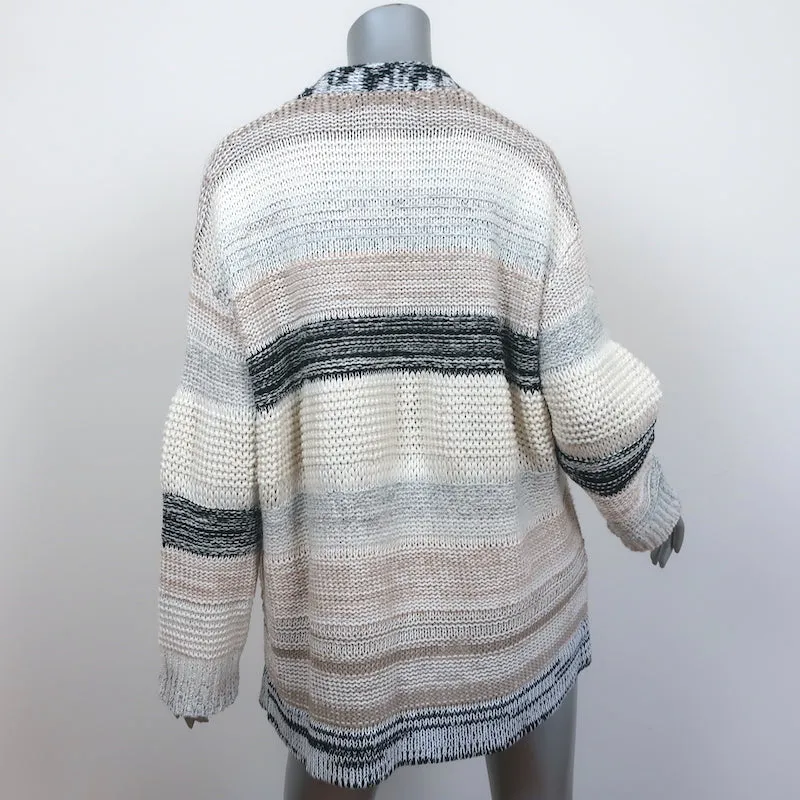 Lamberto Losani Cardigan Cotton-Blend Melange Knit Size 42 Open Front Sweater