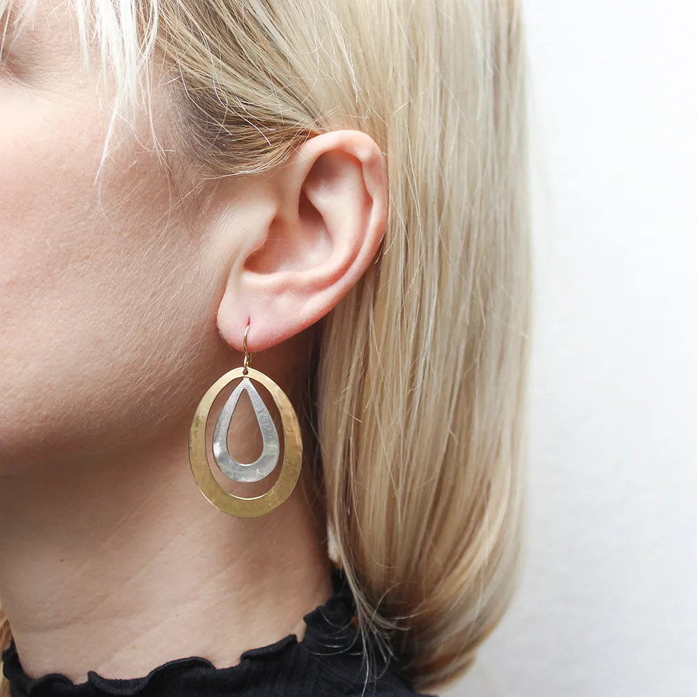 Large Teardrop Rings Wire Earrings