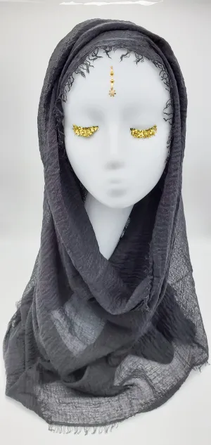 Layla Onyx - Cotton & Linen Crinkle Scarf