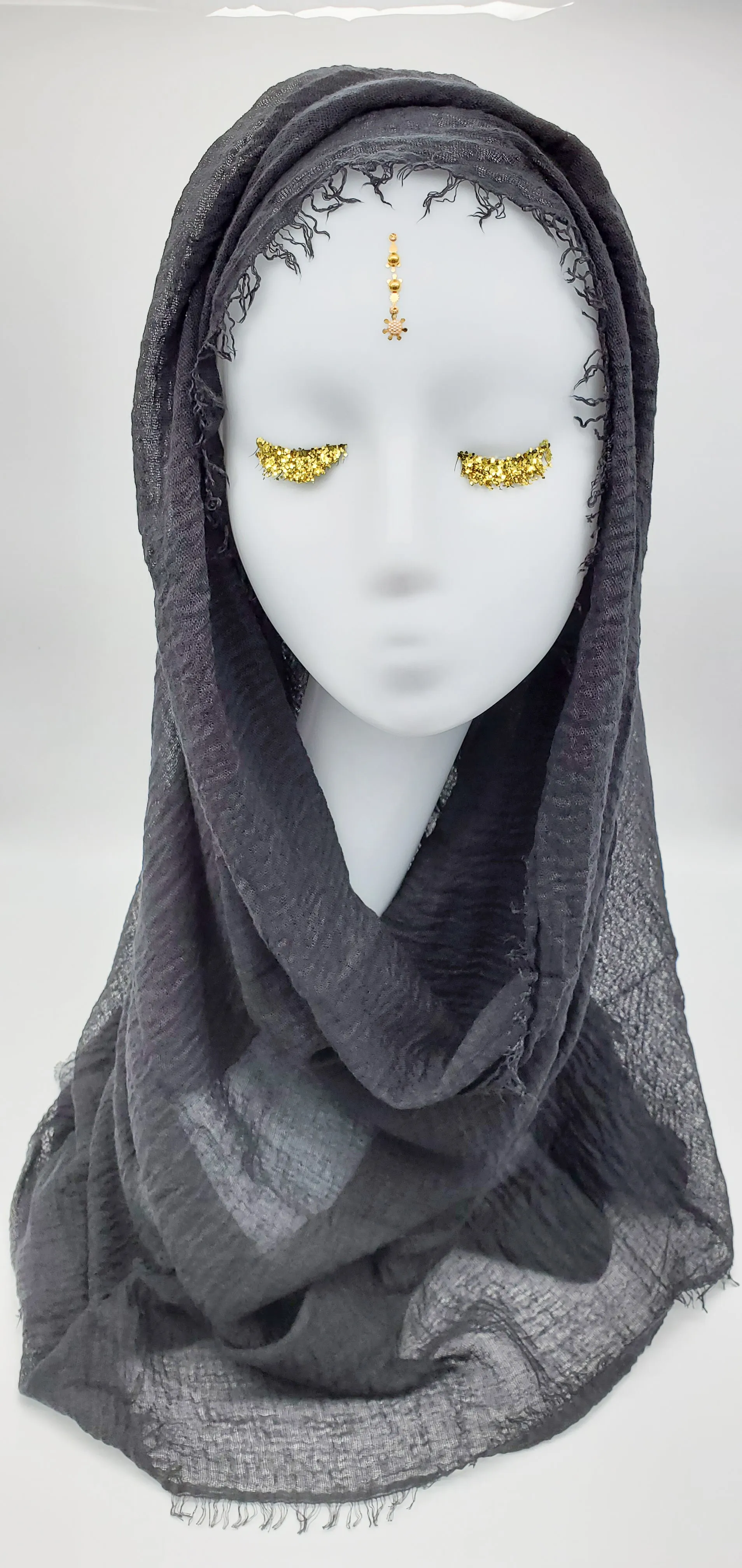 Layla Onyx - Cotton & Linen Crinkle Scarf