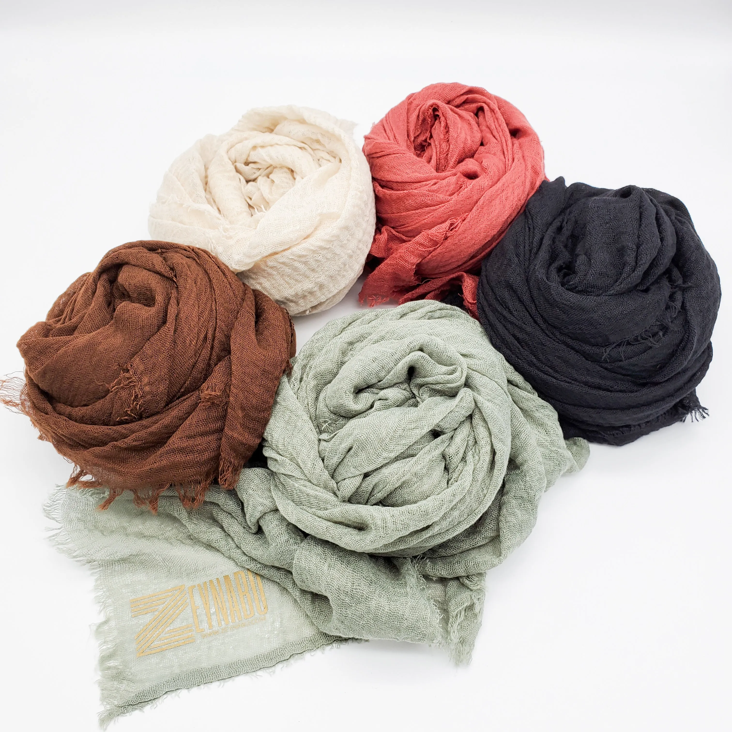 Layla Onyx - Cotton & Linen Crinkle Scarf