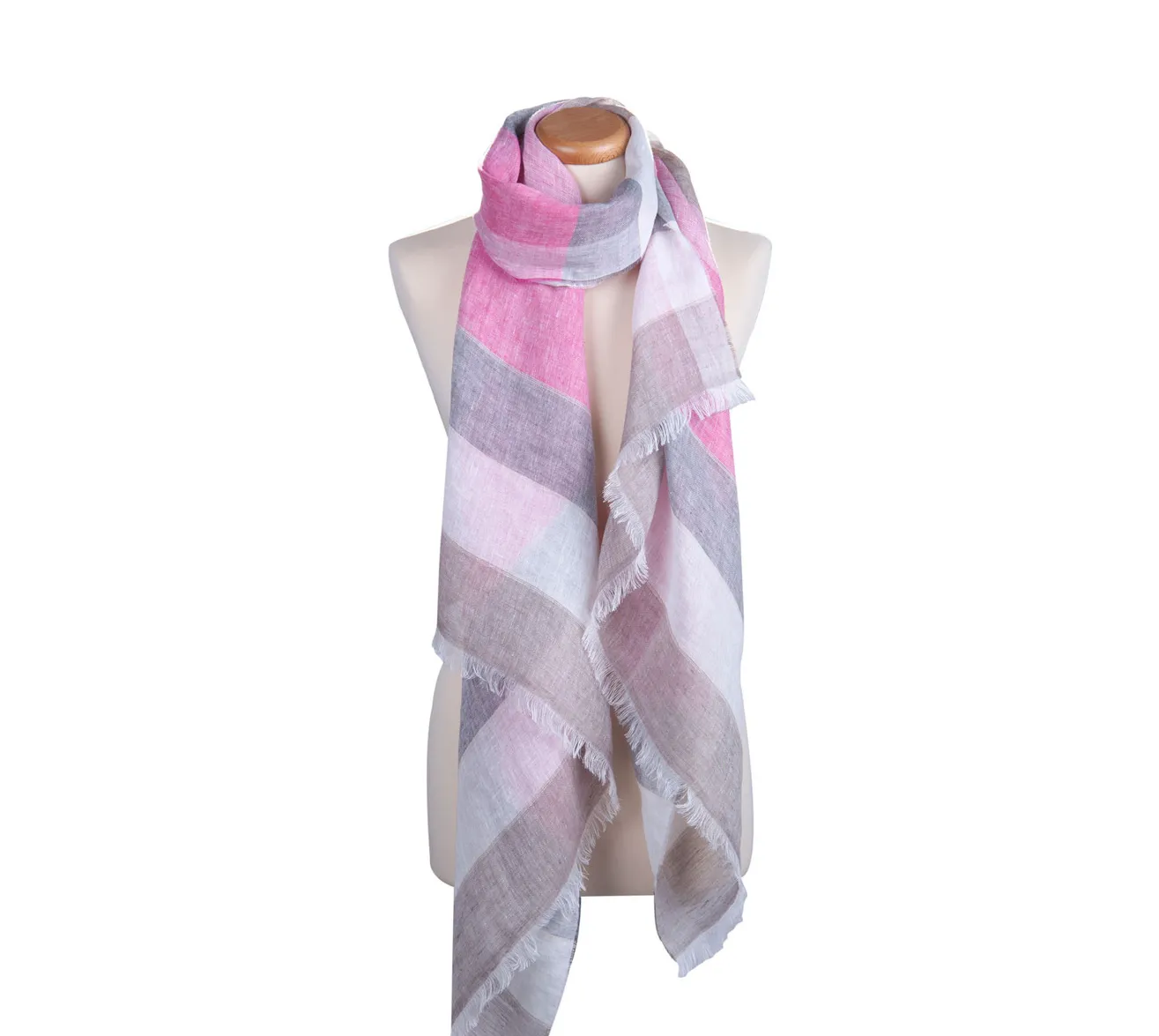 LF - Striped Linen Shawl | Fuxia - 714.53