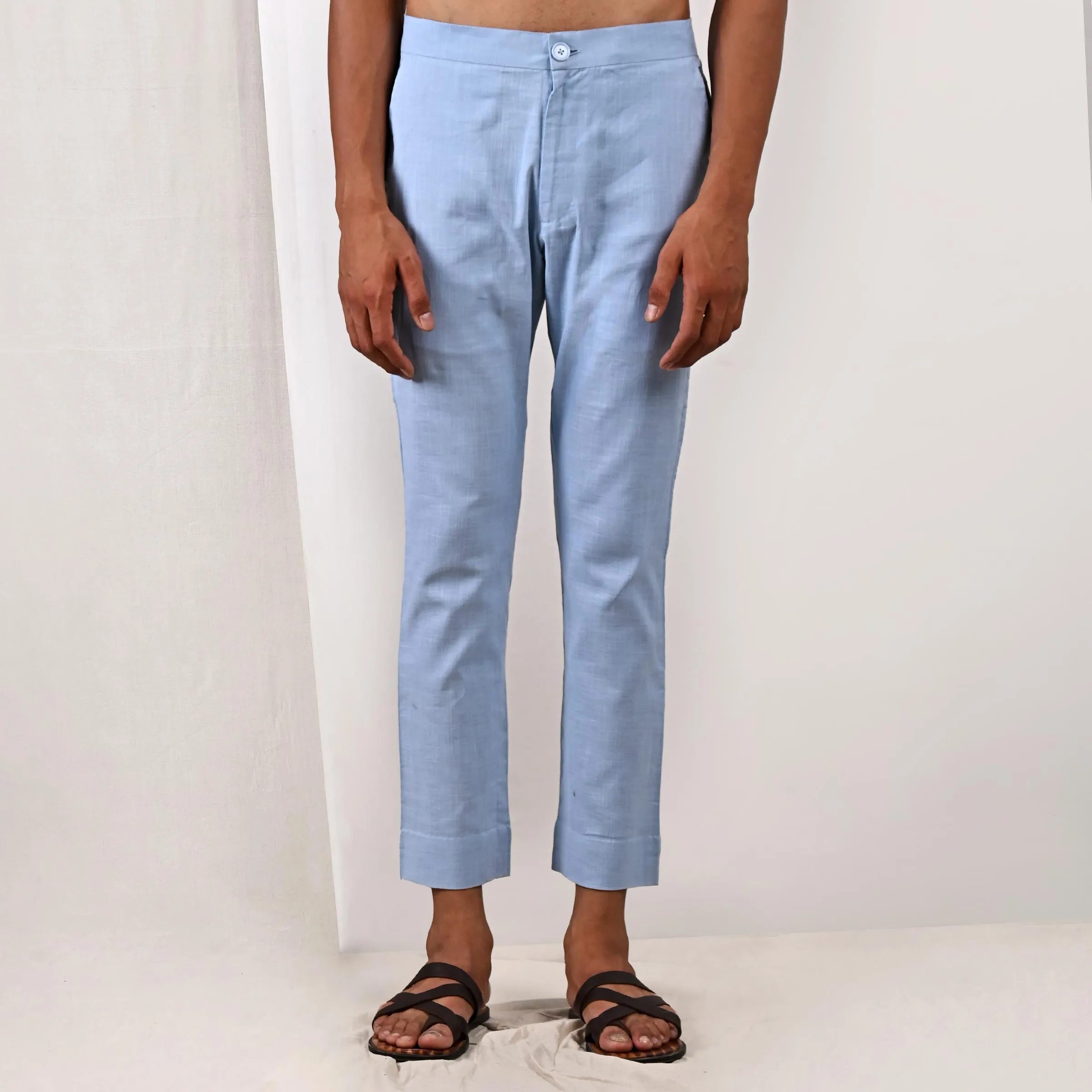 Light Blue Cotton X Linen Pant