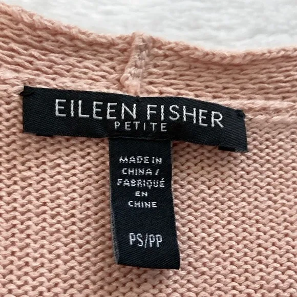 Like New Pink Eileen Fisher Linen Cotton Cardigan Sweater