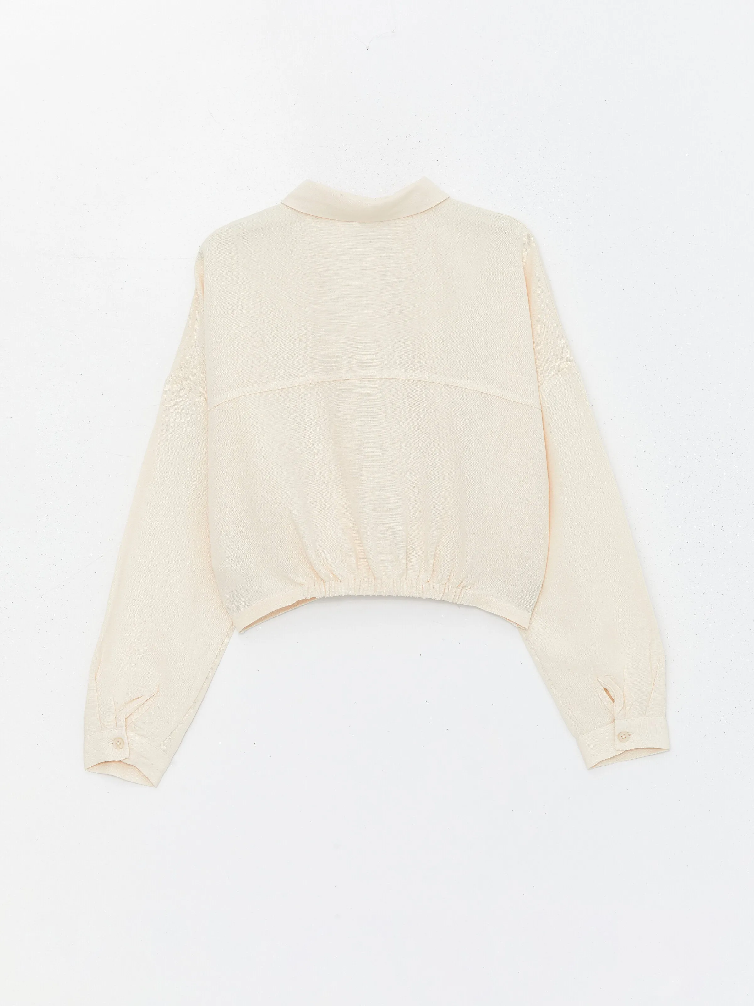 Linen Blend Girls Crop Shirt