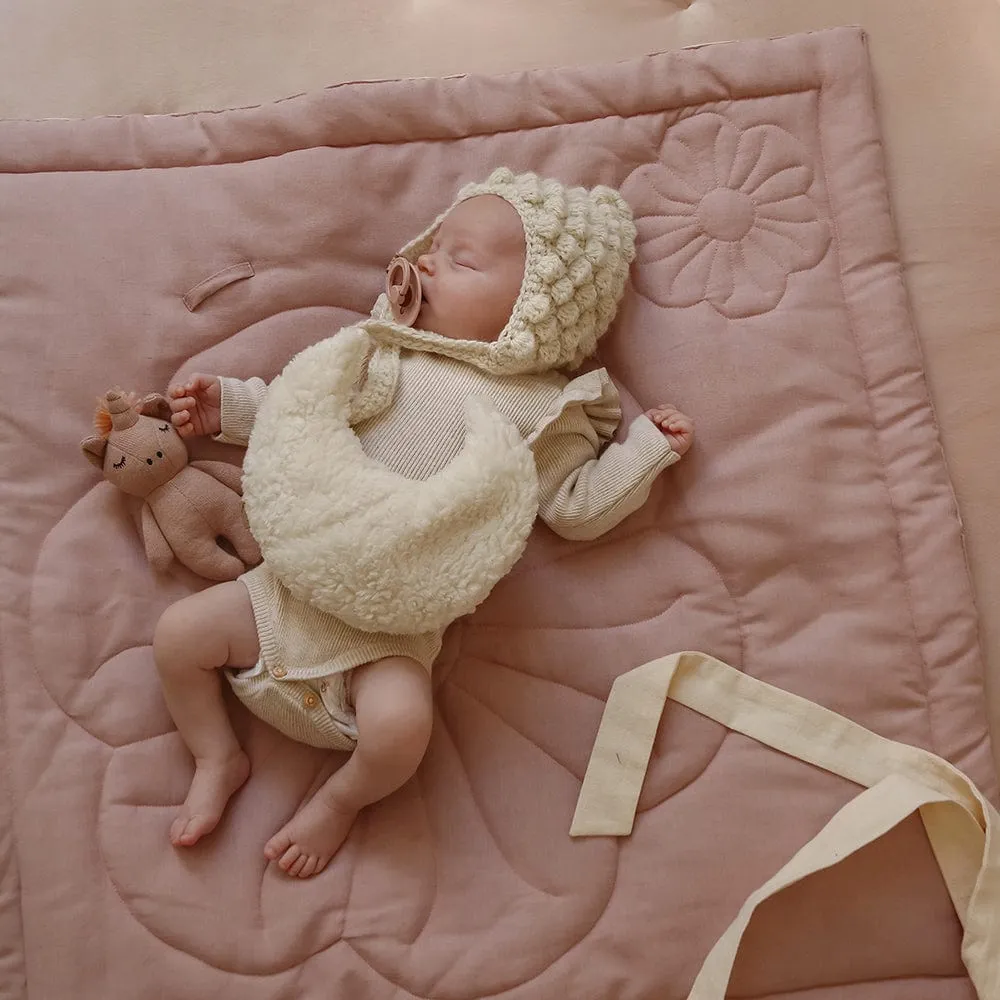 Linen Bloom Baby Horn Padded Linen Blanket - Powder Pink