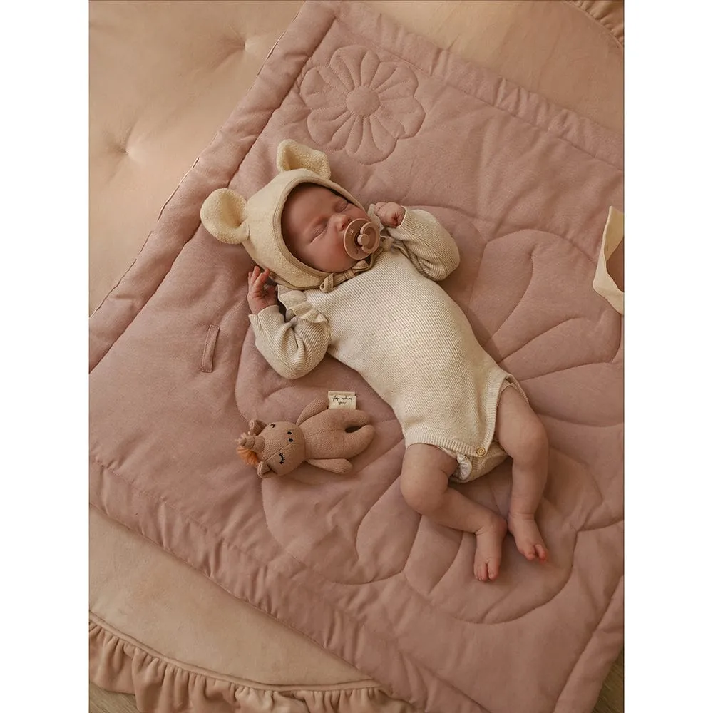 Linen Bloom Baby Horn Padded Linen Blanket - Powder Pink
