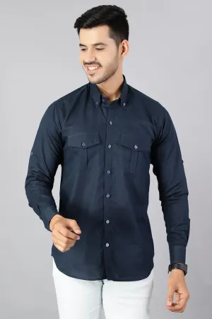 Linen Cotton Blue Shirt