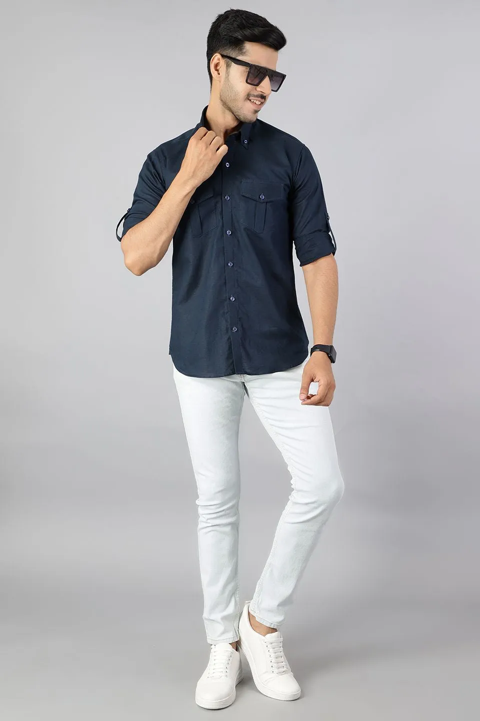 Linen Cotton Blue Shirt