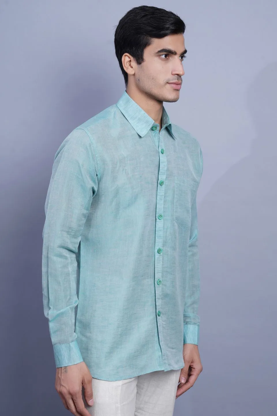 Linen Cotton Green Shirt