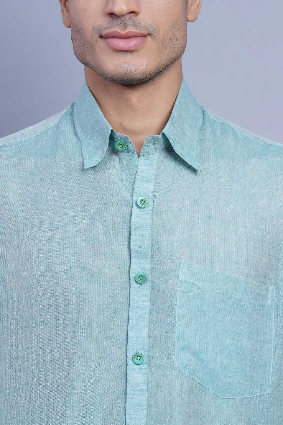Linen Cotton Green Shirt