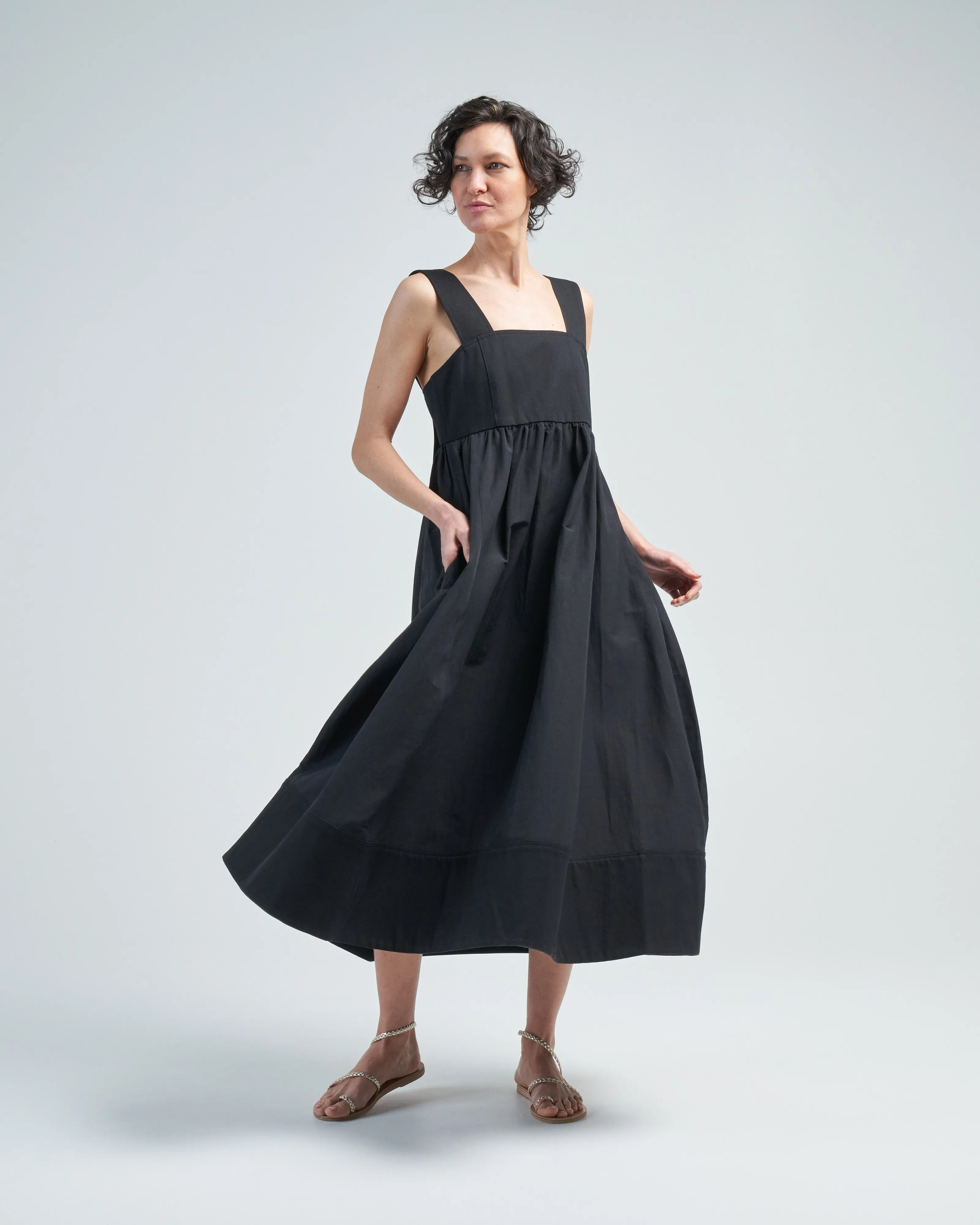 linen cotton voile sculpted dress