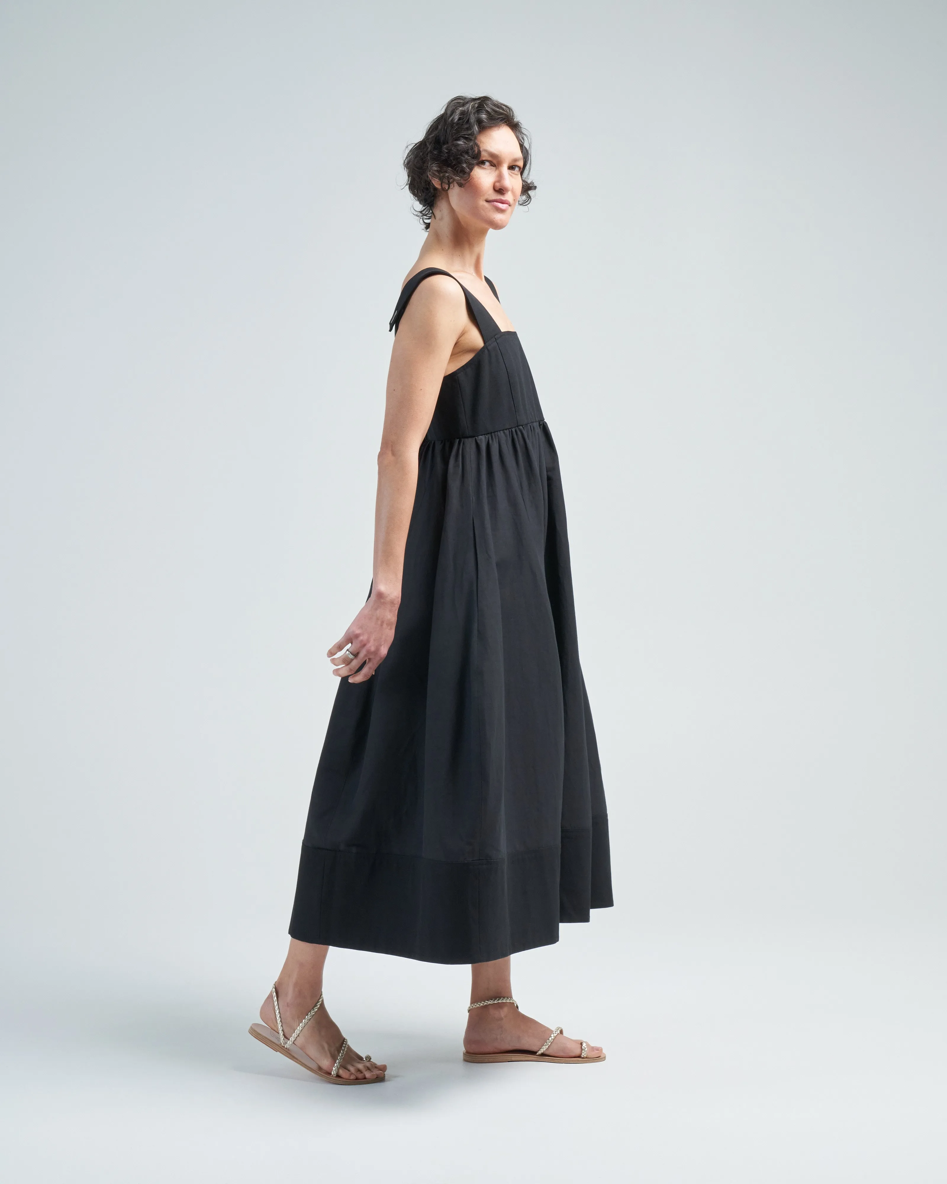 linen cotton voile sculpted dress