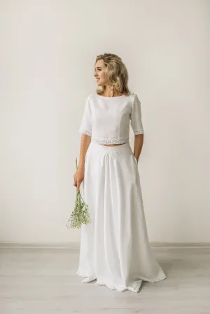 Linen Crop Top Wedding Dress