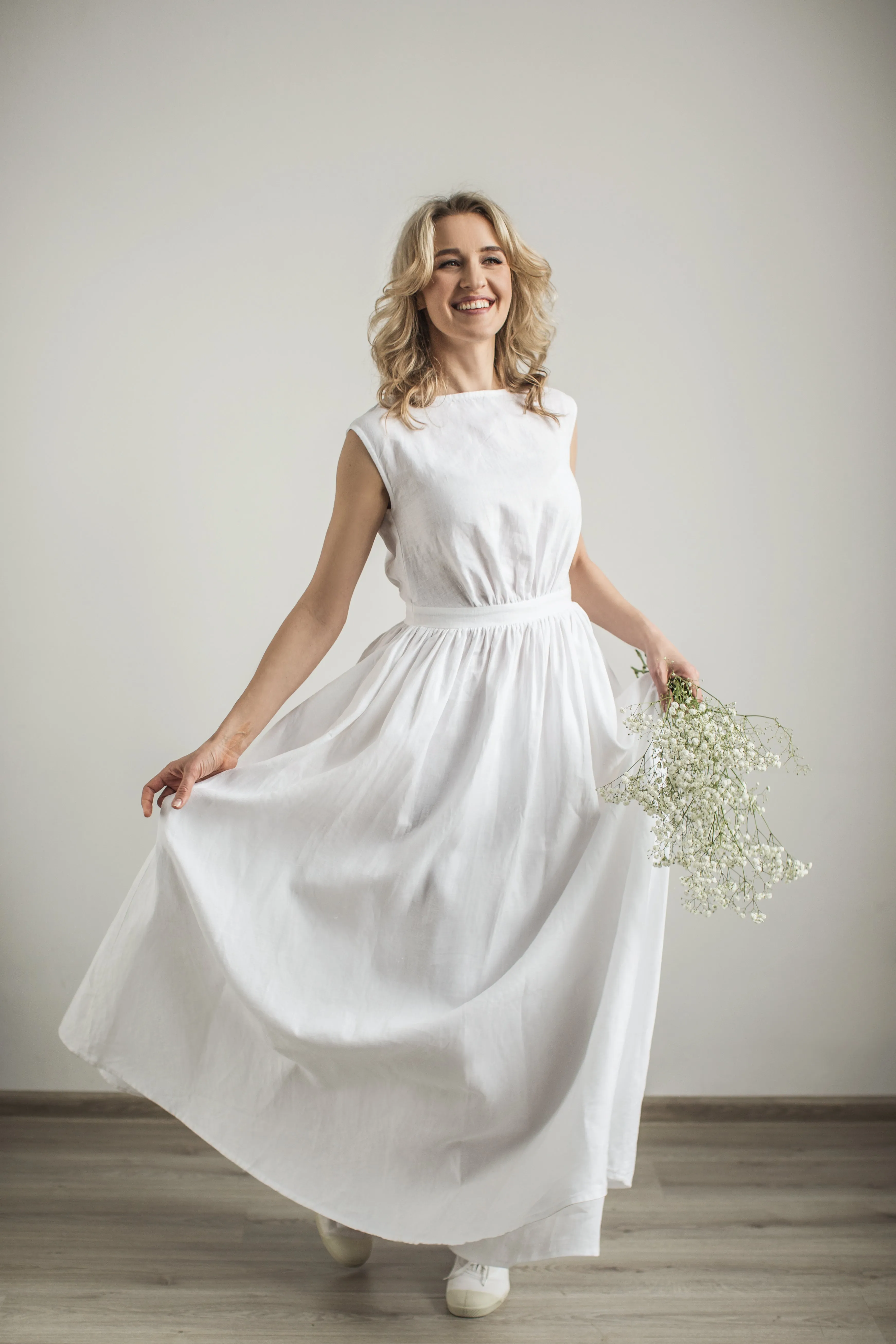 Linen Grecian Wedding Dress