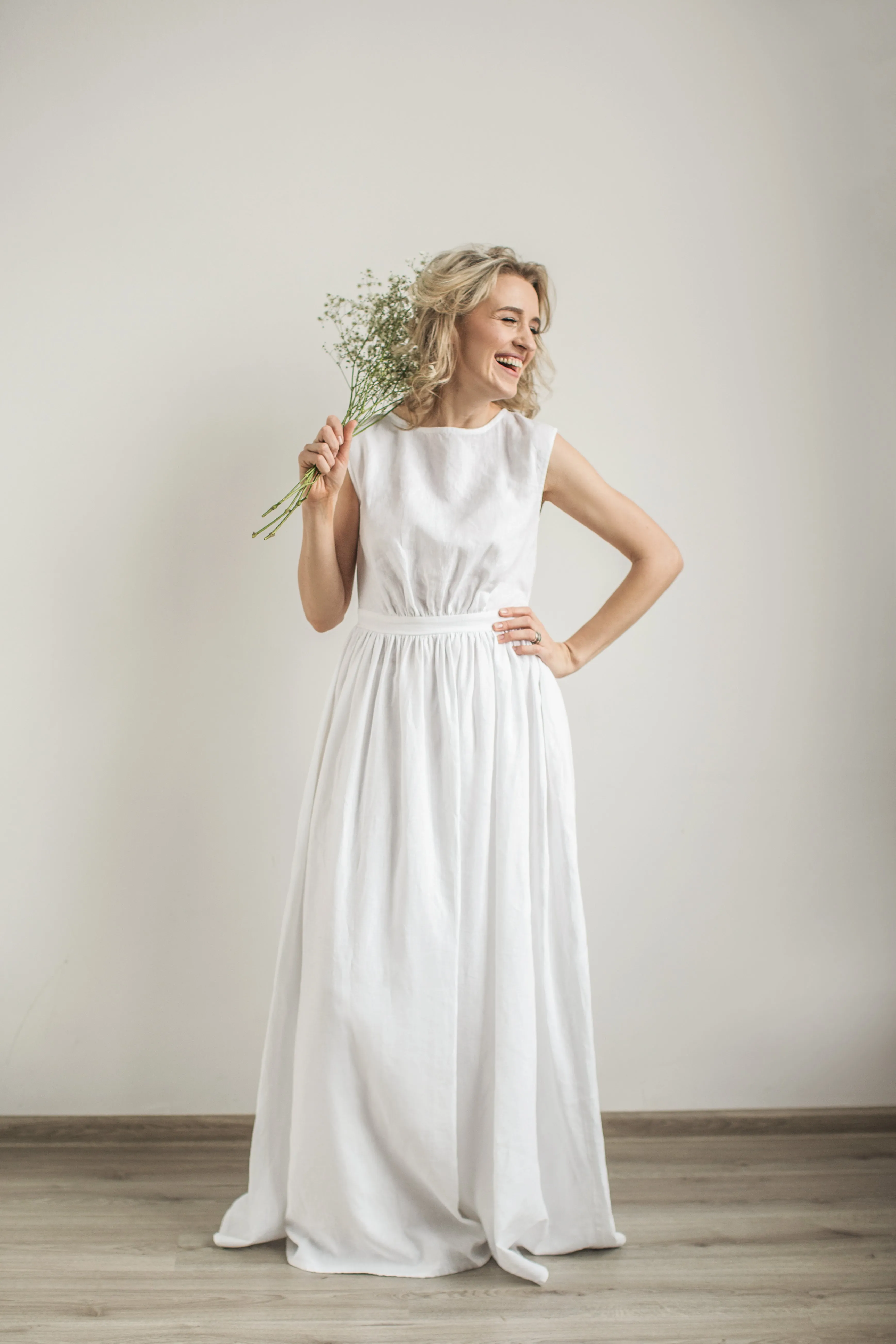 Linen Grecian Wedding Dress
