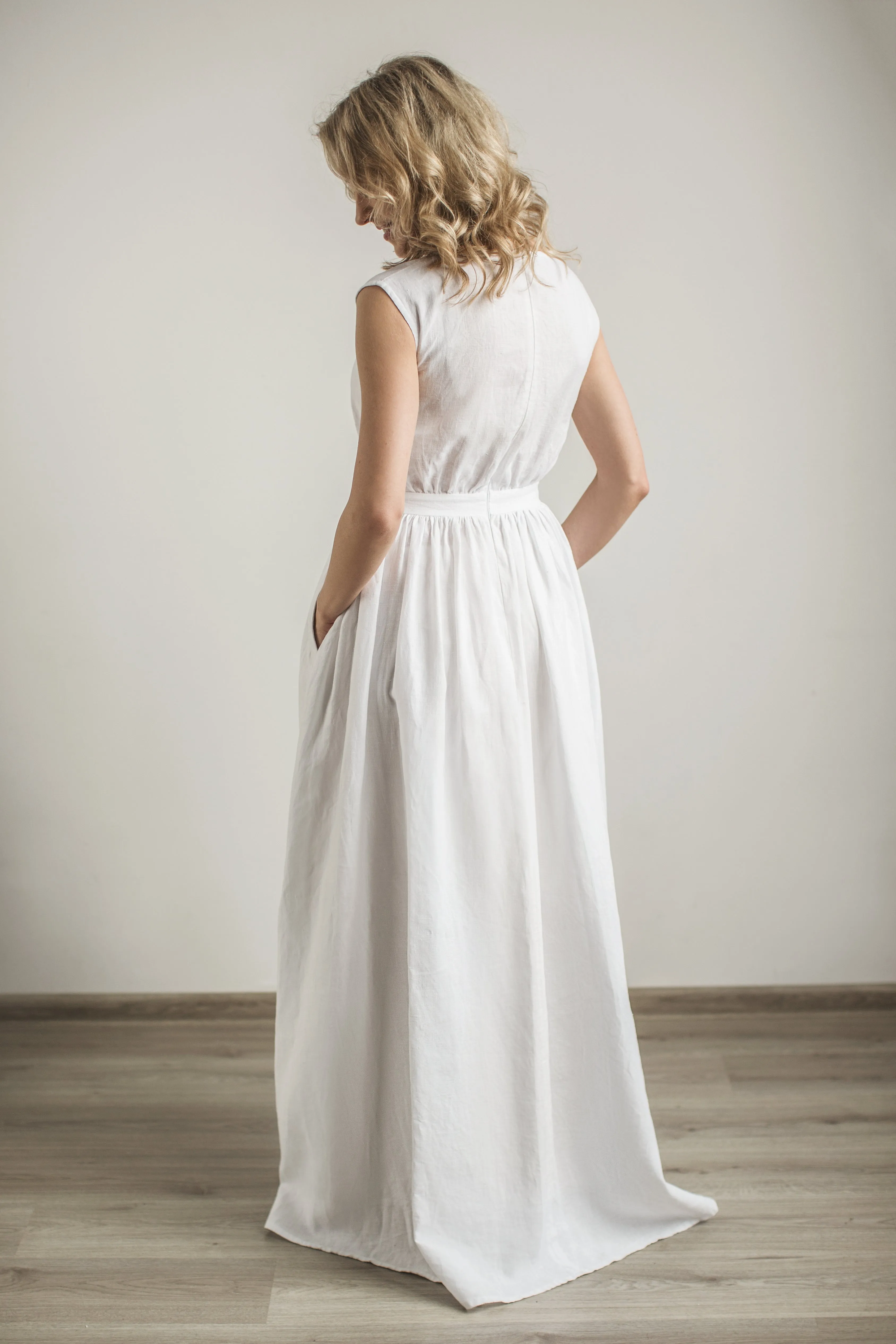 Linen Grecian Wedding Dress