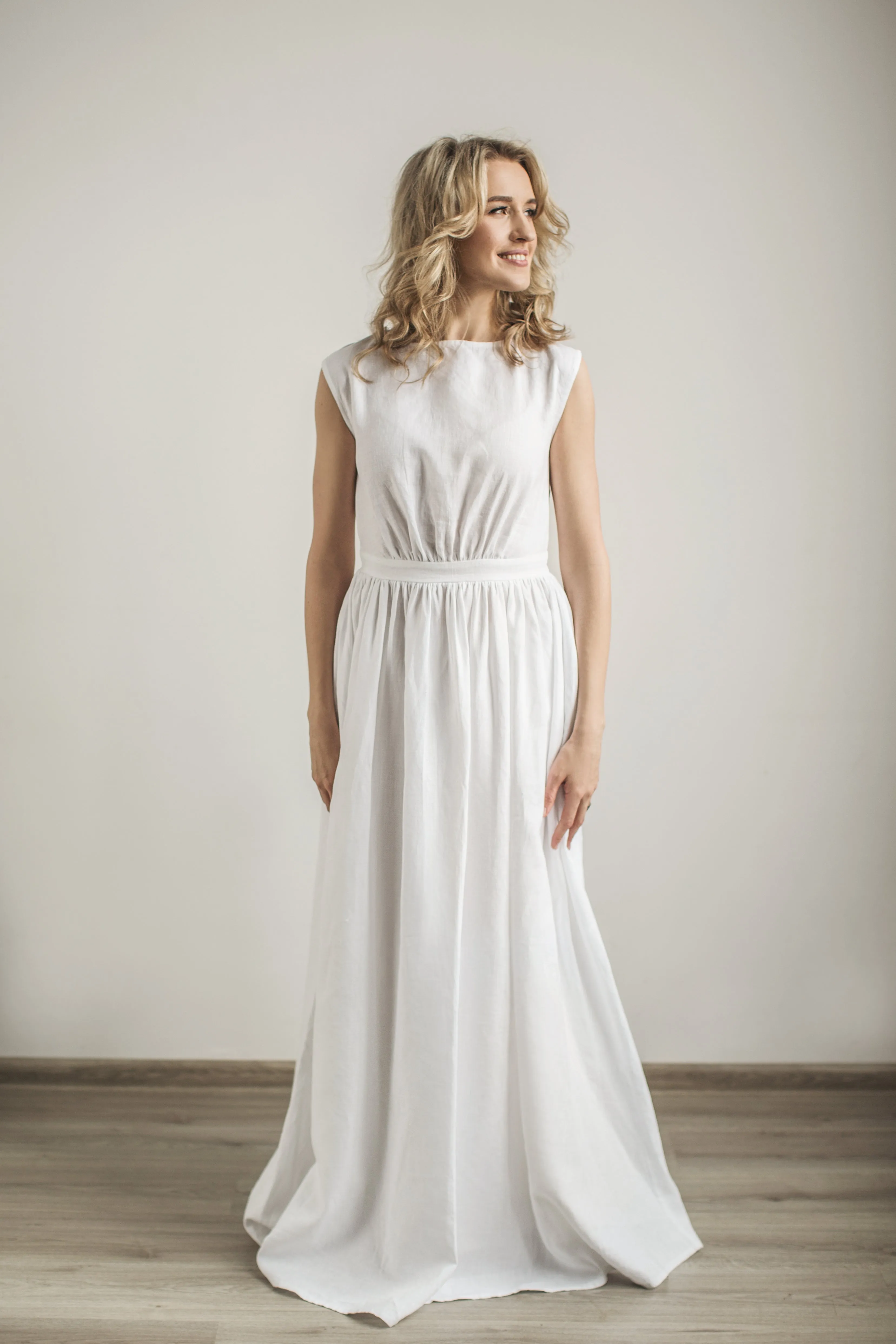 Linen Grecian Wedding Dress
