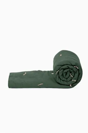 Linen Hand Tucked Quilt-Bottle Green