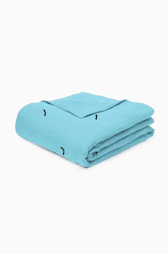 Linen Hand Tucked Quilt-Moody Blue