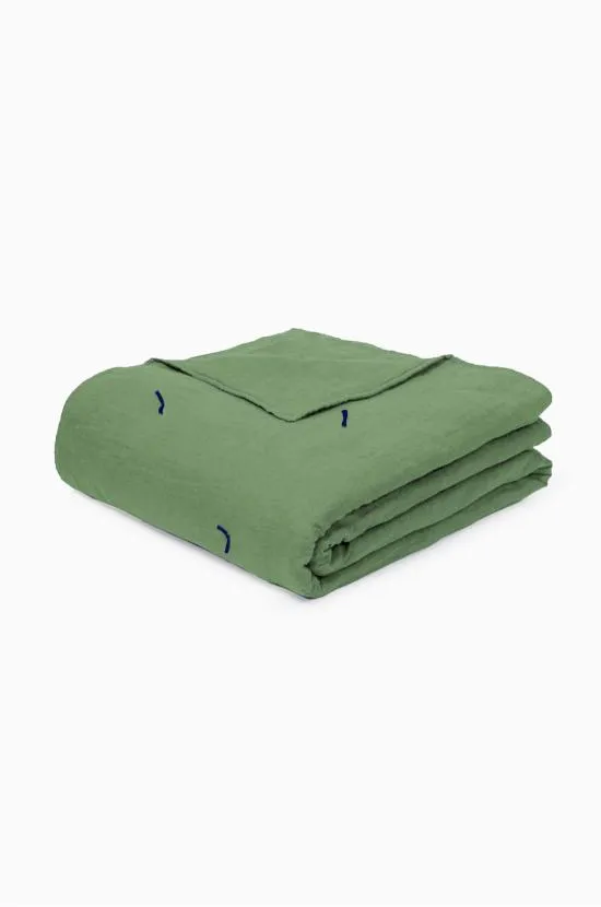 Linen Hand Tucked Quilt-Retro Green