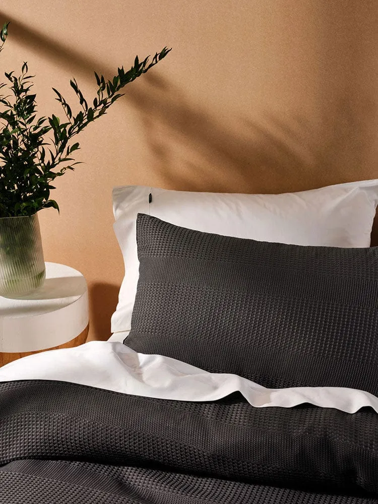 Linen House Derry Waffle Charcoal Duvet Cover Set