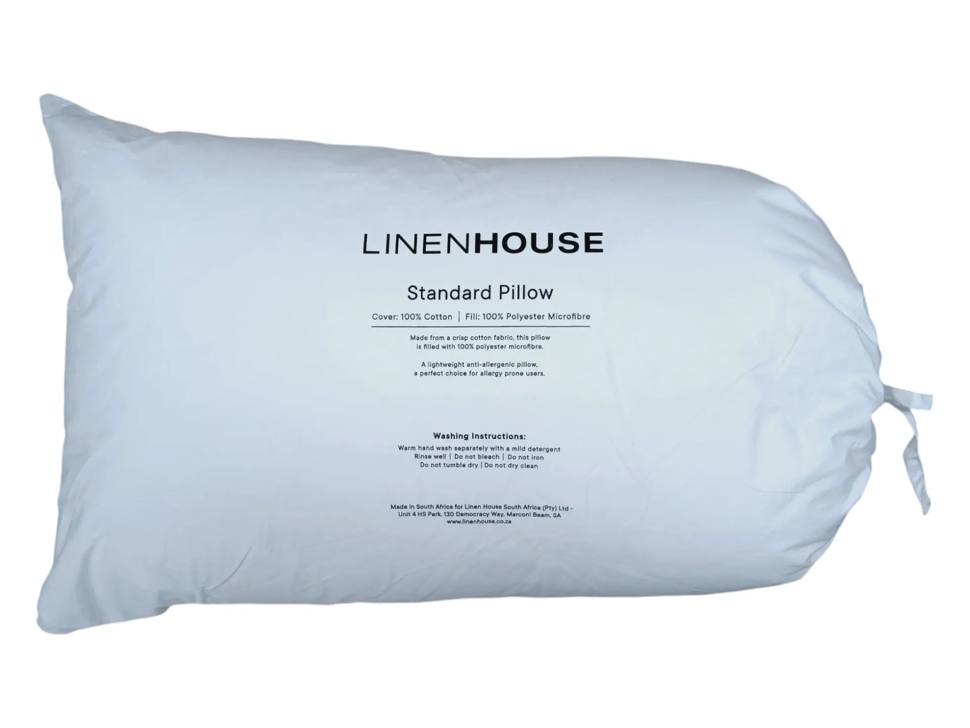 Linen House White Siliconised Microfibre Standard Pillow Inner 45x70cm