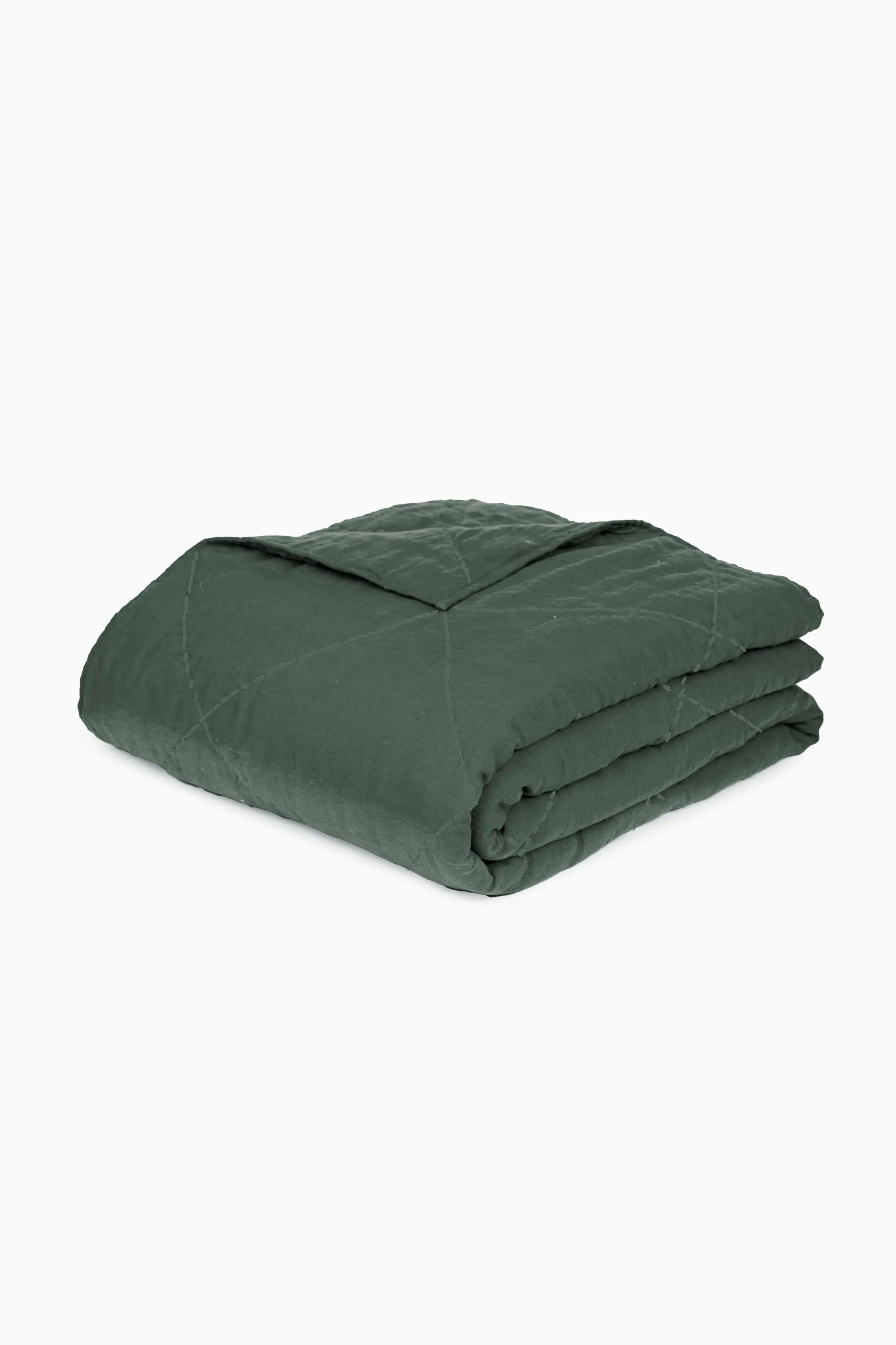 Linen Monotone Hand Quilted Quilt-Dusty Gold