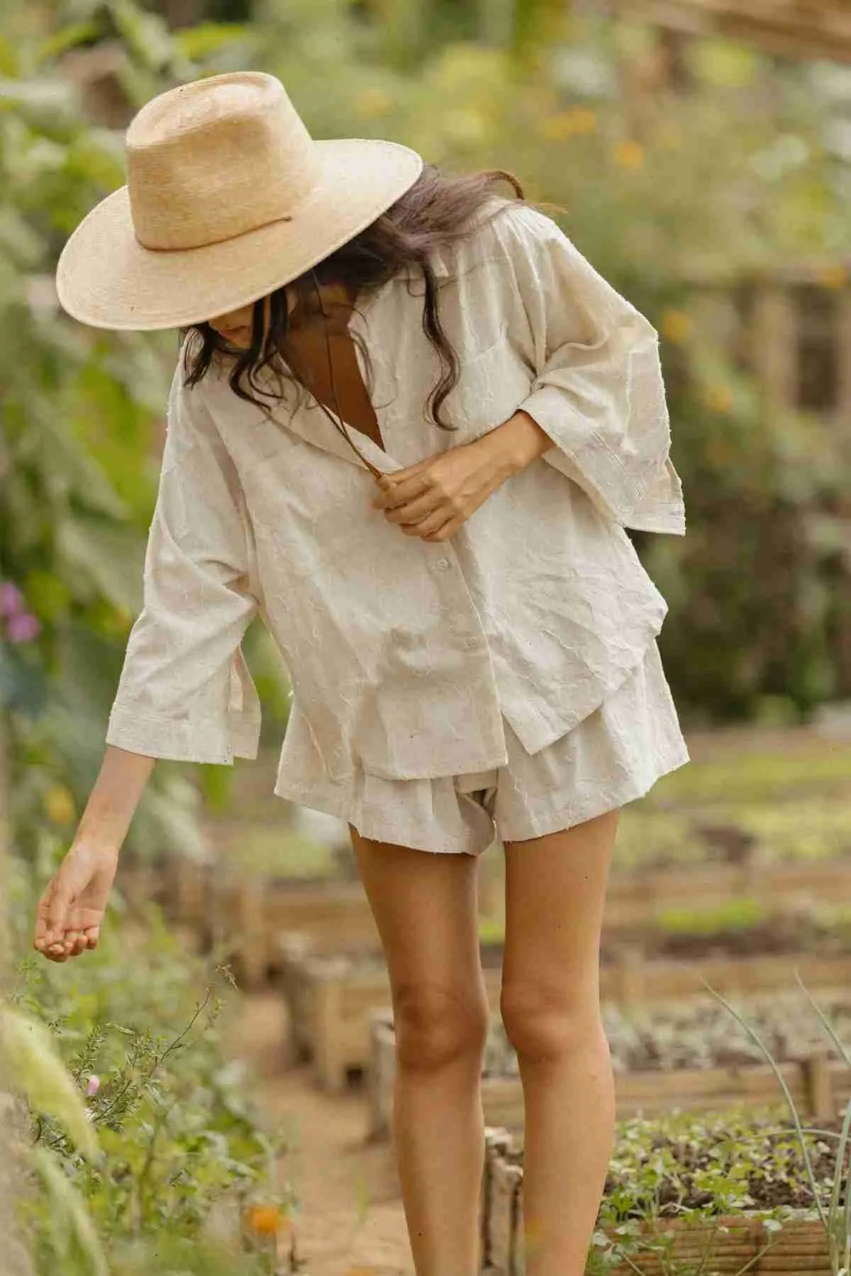 Linen Nidra Button Down Set In Bloom