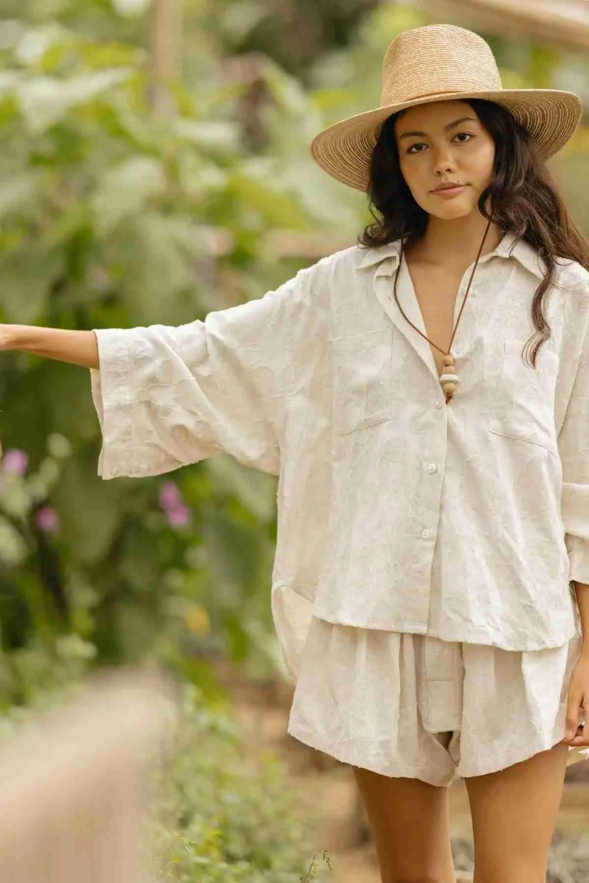 Linen Nidra Button Down Set In Bloom