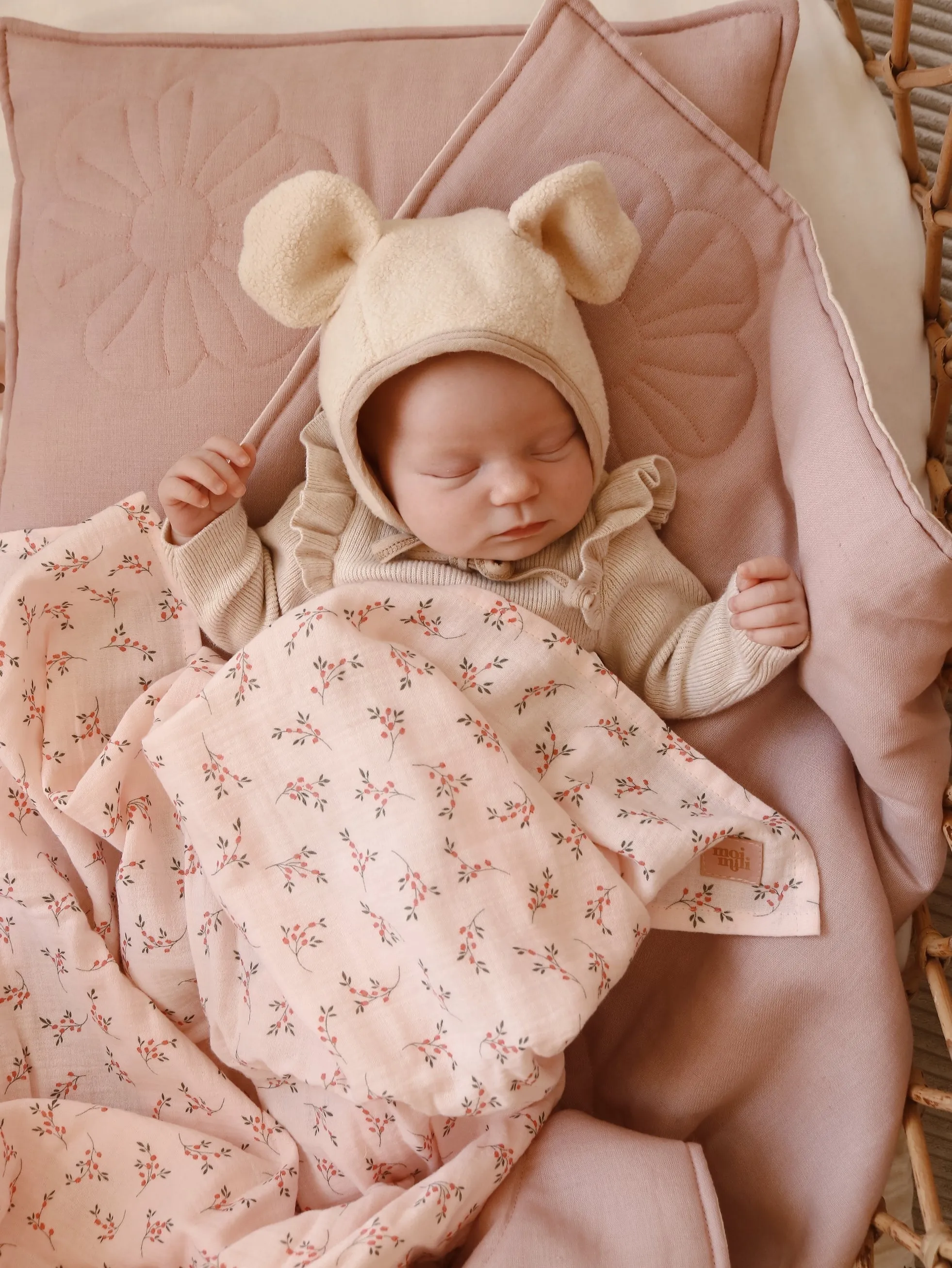 Linen "Powder Pink" Flower Child Cover Set