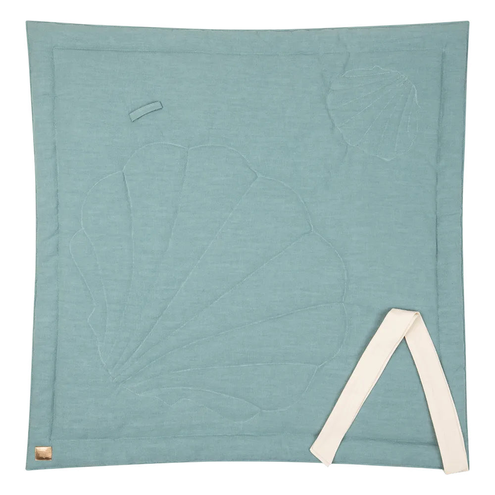 Linen Shell Baby Horn Padded Linen Blanket - Blue Eye Of The Sea