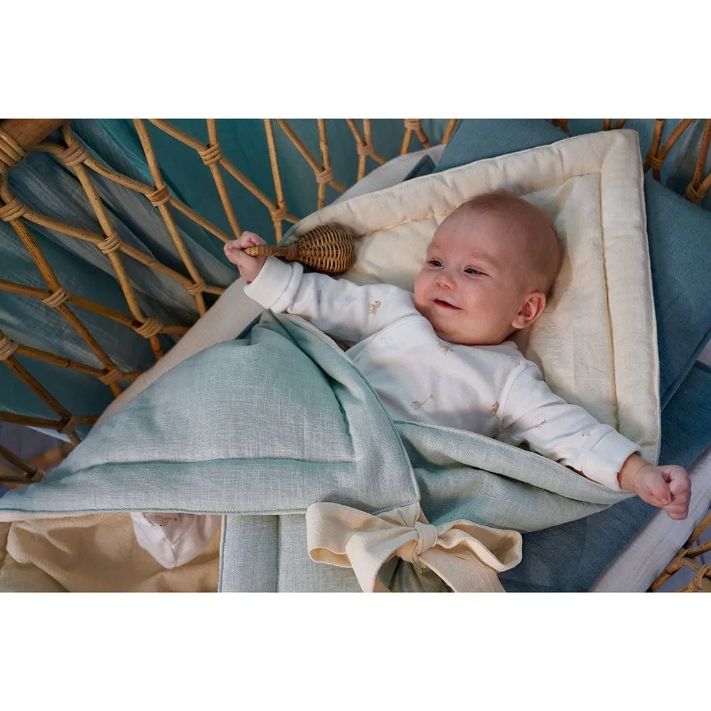 Linen Shell Baby Horn Padded Linen Blanket - Blue Eye Of The Sea