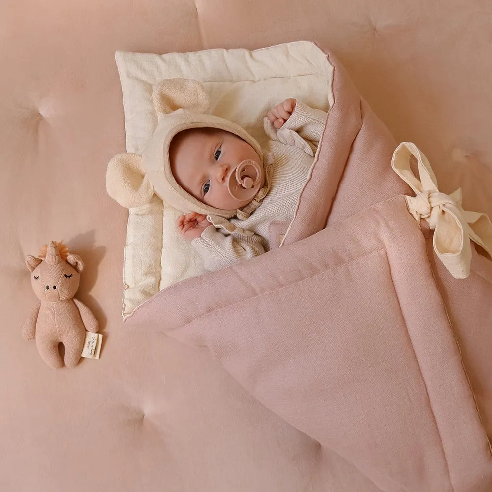 Linen Shell Baby Horn Padded Linen Blanket - Powder Pink