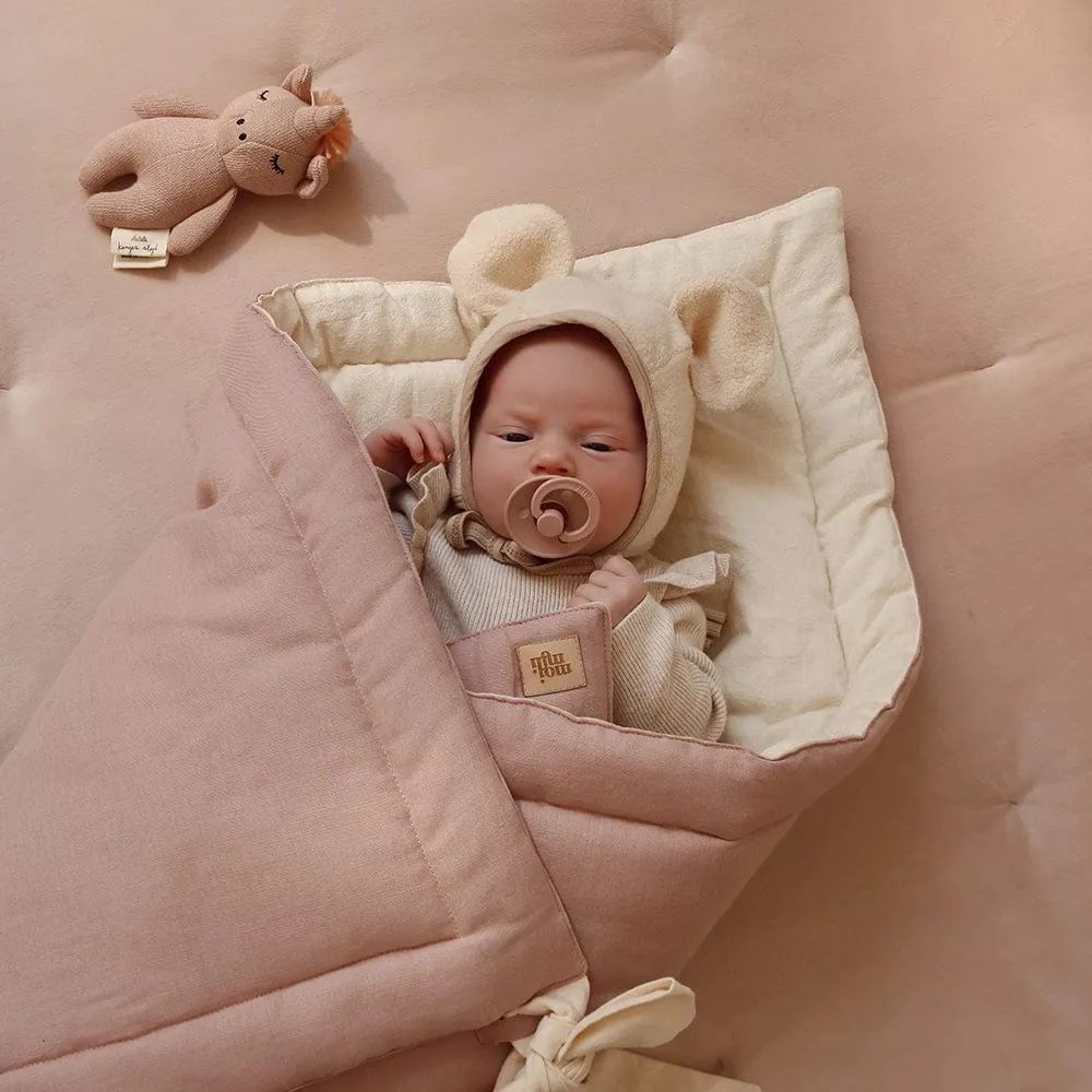 Linen Shell Baby Horn Padded Linen Blanket - Powder Pink
