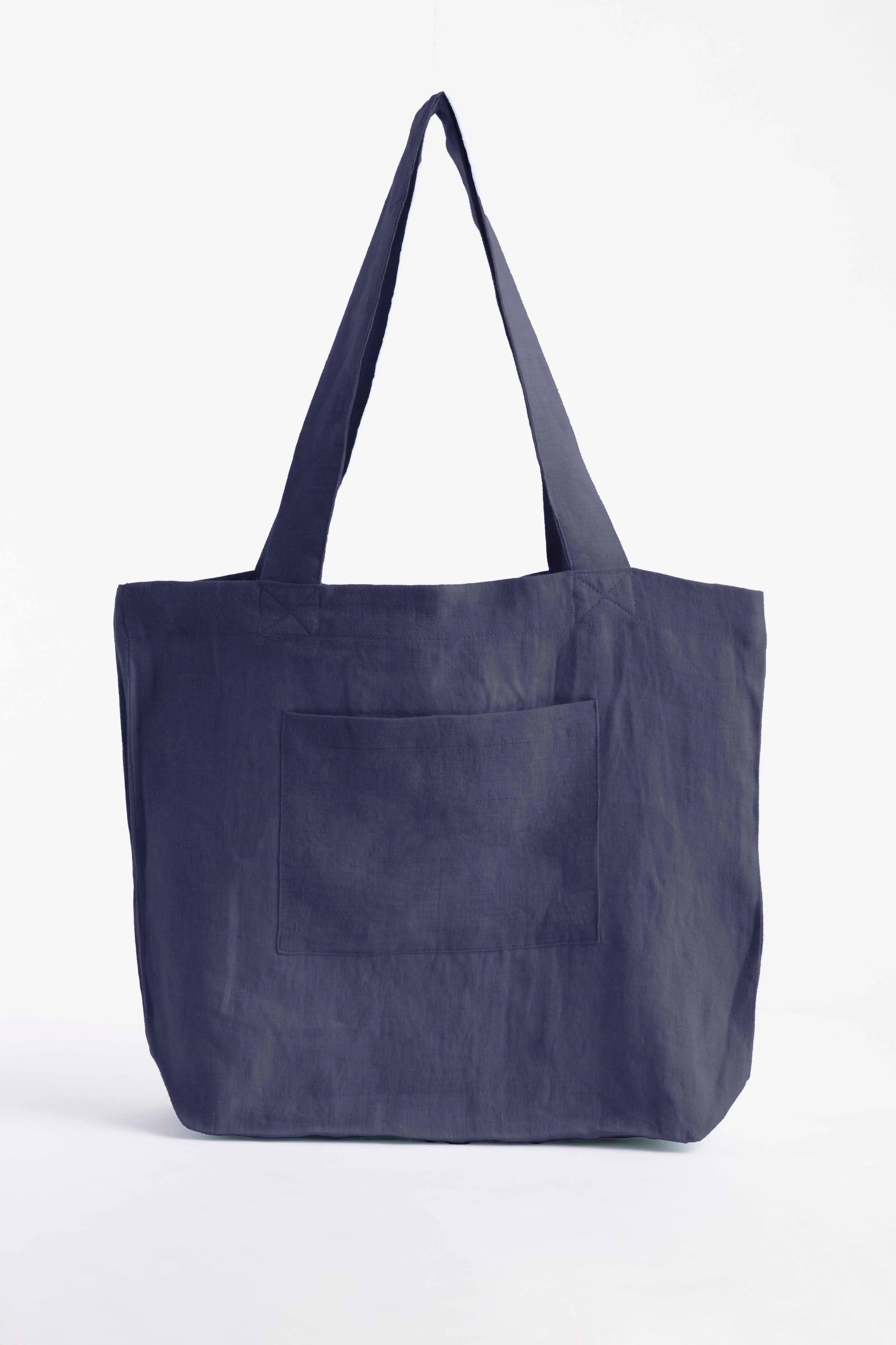 Linen Tote Bag-Indigo Blue