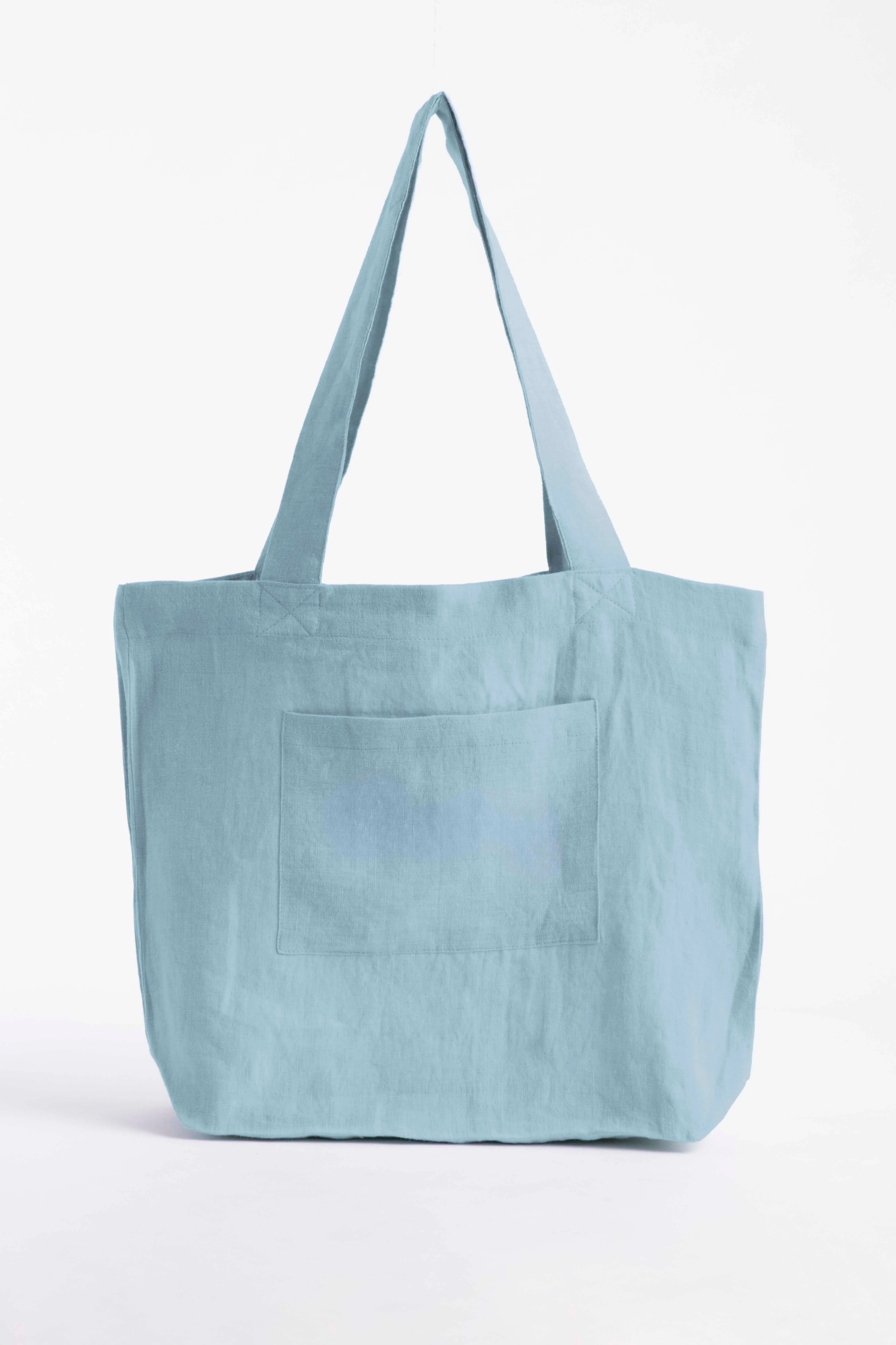 Linen Tote Bag-Indigo Blue