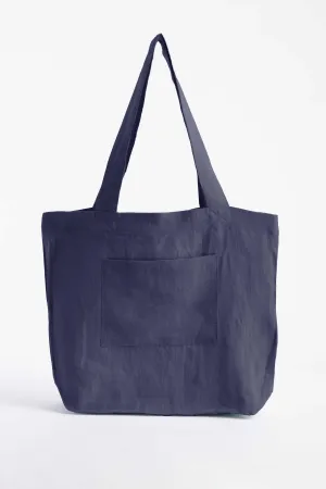 Linen Tote Bag-Indigo Blue