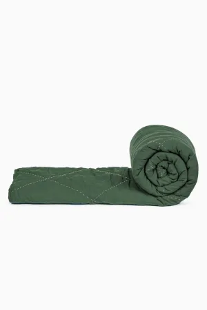 Linen Vibrant Hand Quilted Quilt-Bottle Green