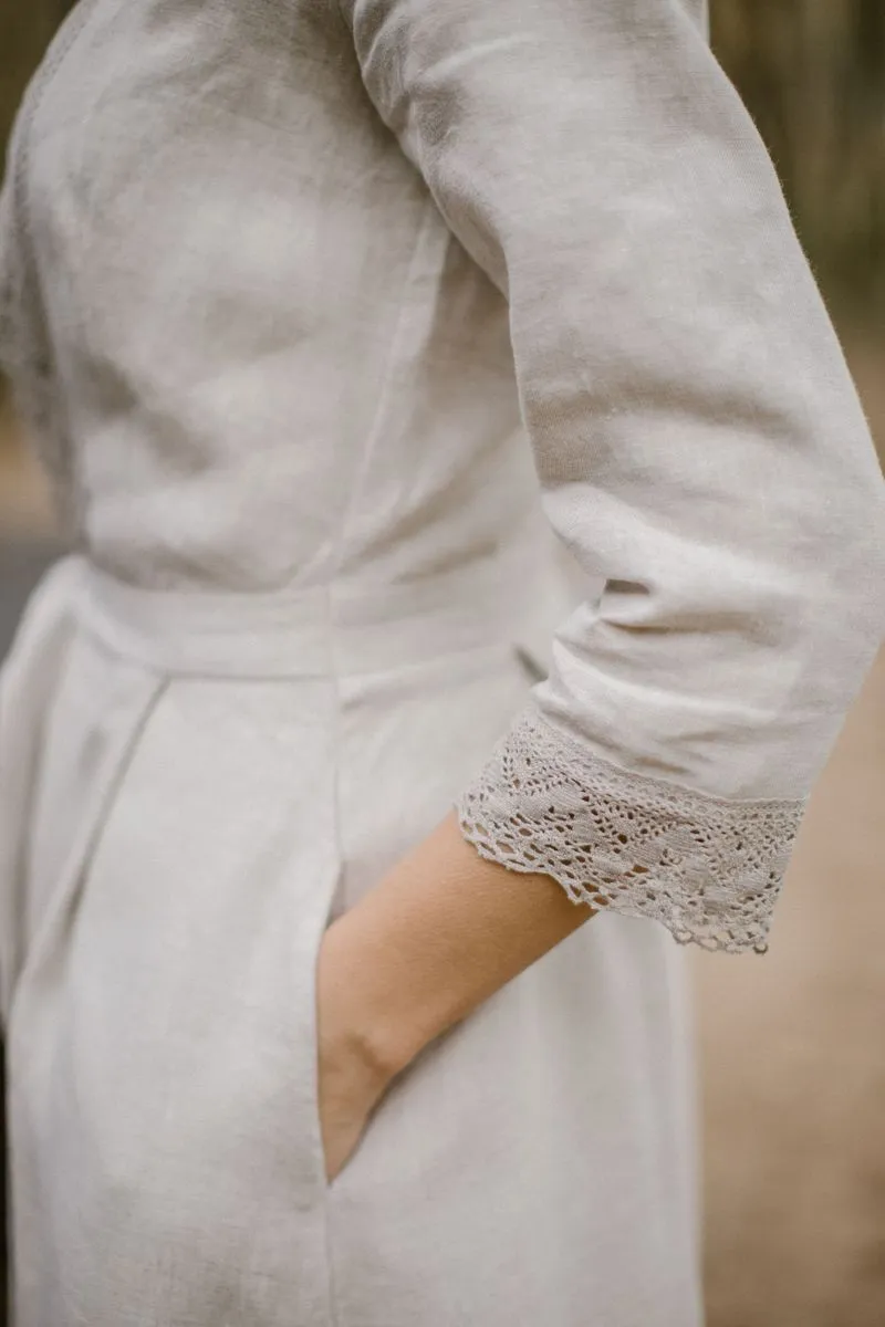 Linen Wedding Dress Coat With Lace