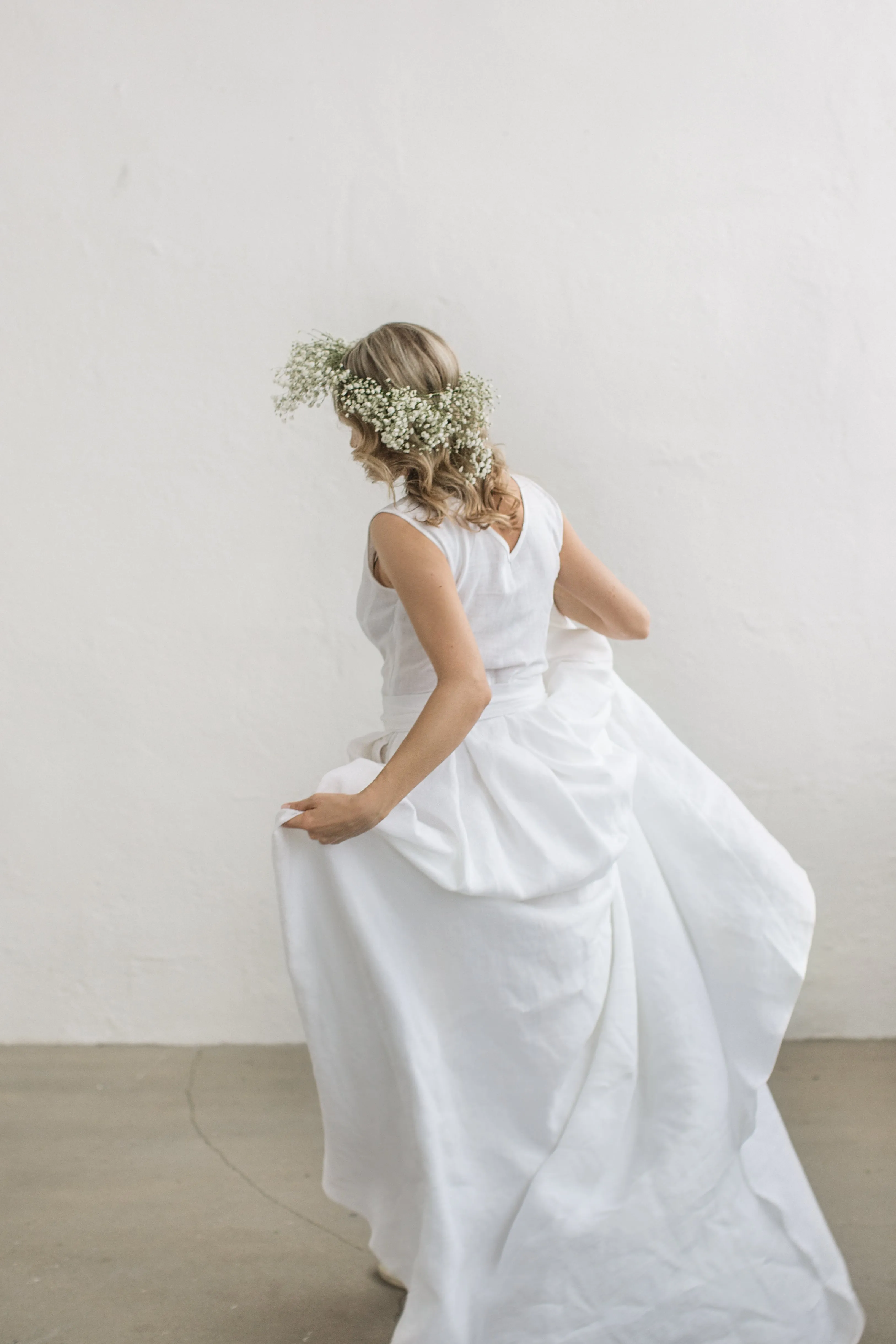 Linen Wedding Dress With Train