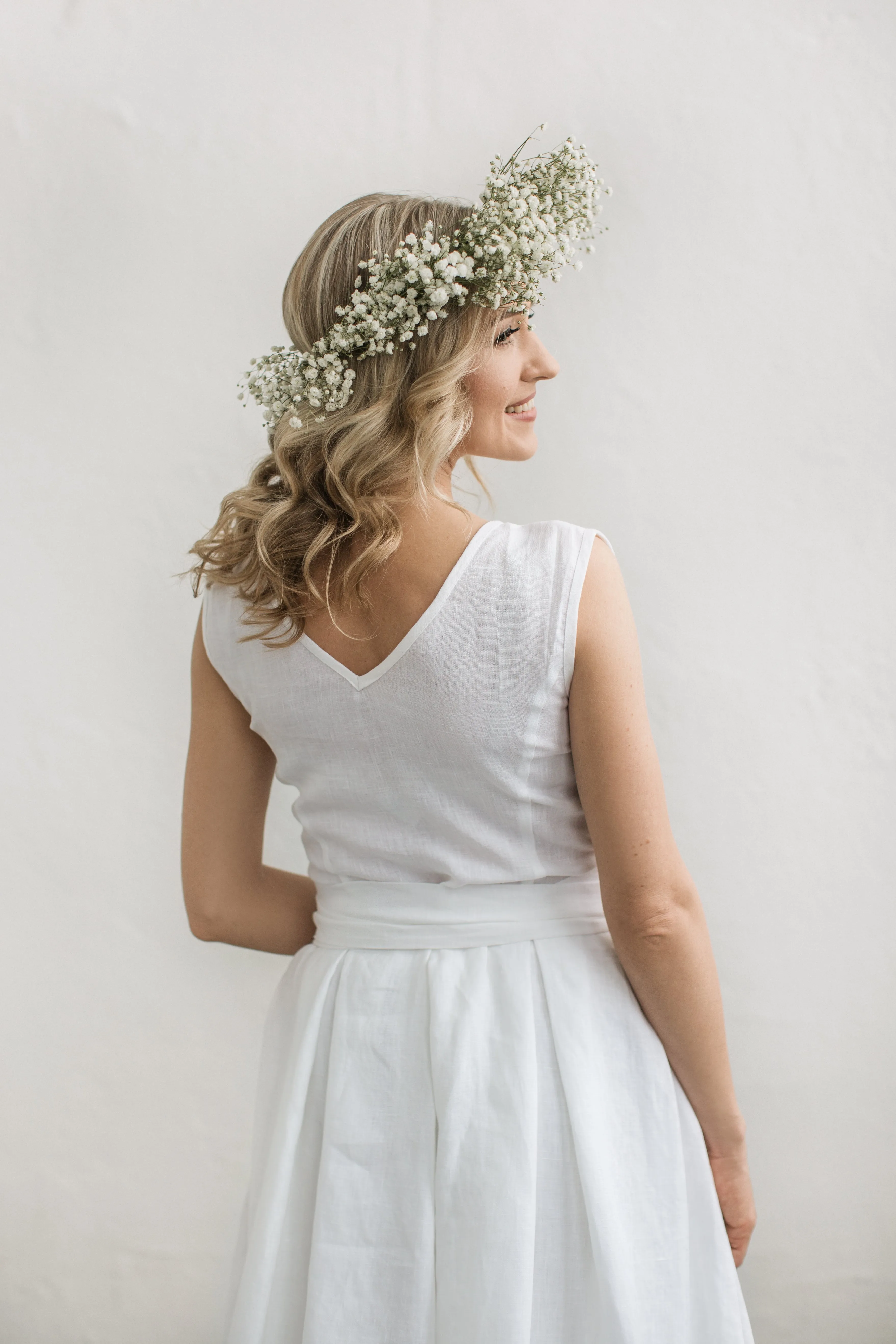 Linen Wedding Dress With Train