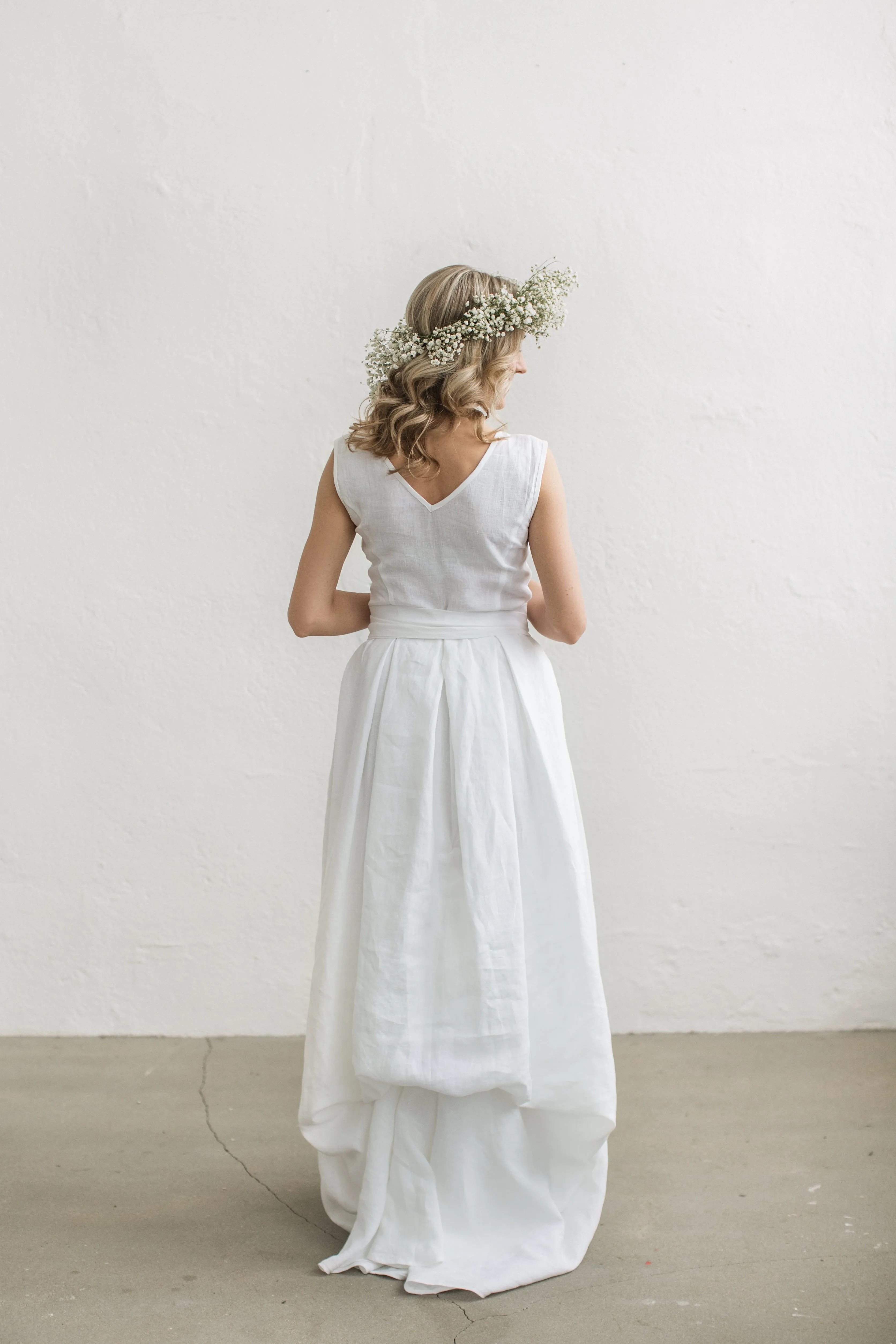 Linen Wedding Dress With Train