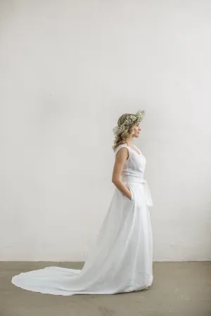 Linen Wedding Dress With Train