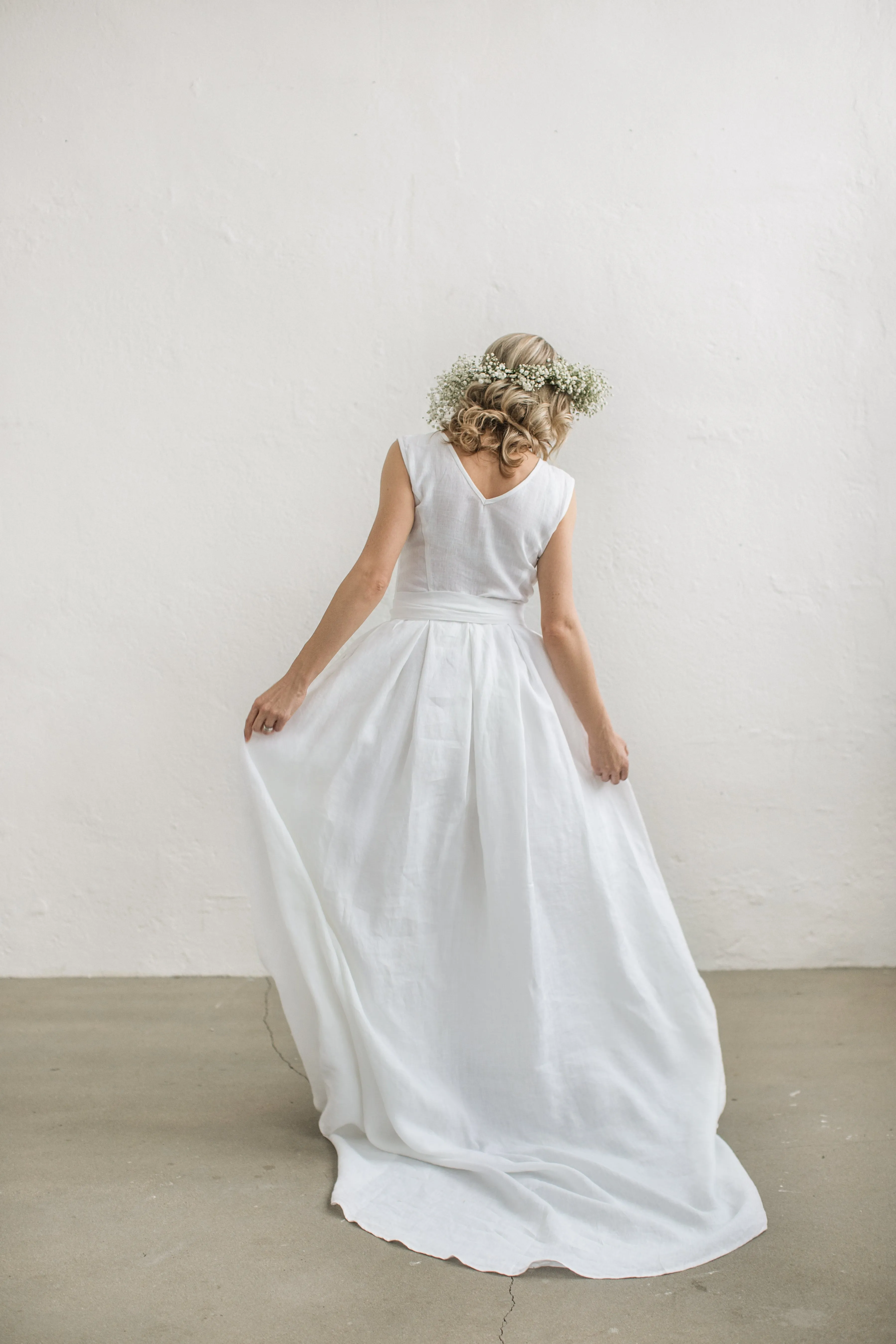 Linen Wedding Dress With Train