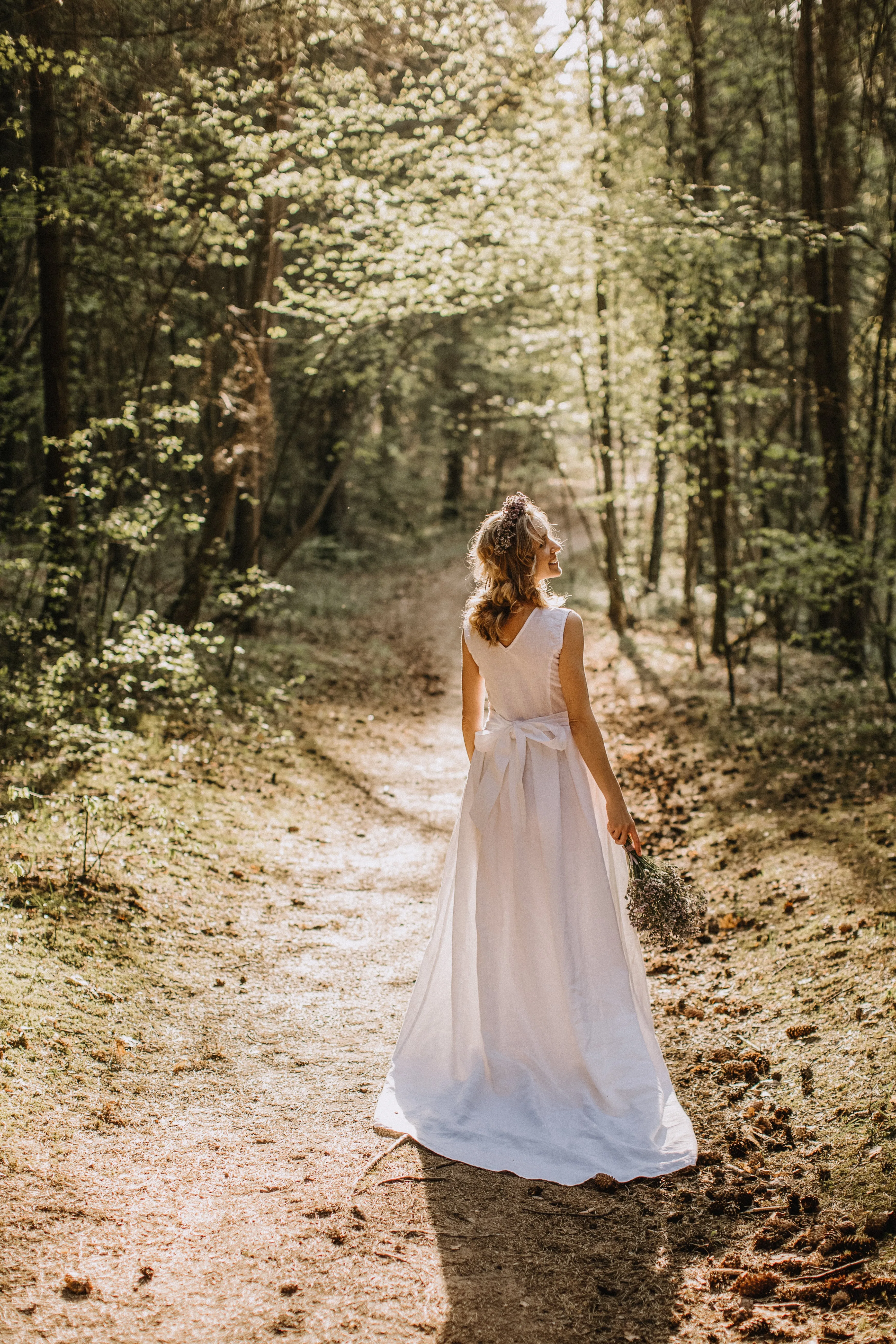 Linen Wedding Dress With Train