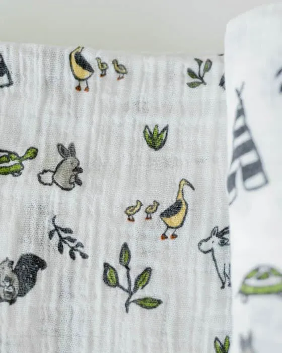 Little Unicorn Cotton Muslin Swaddle Single - Forest Friends